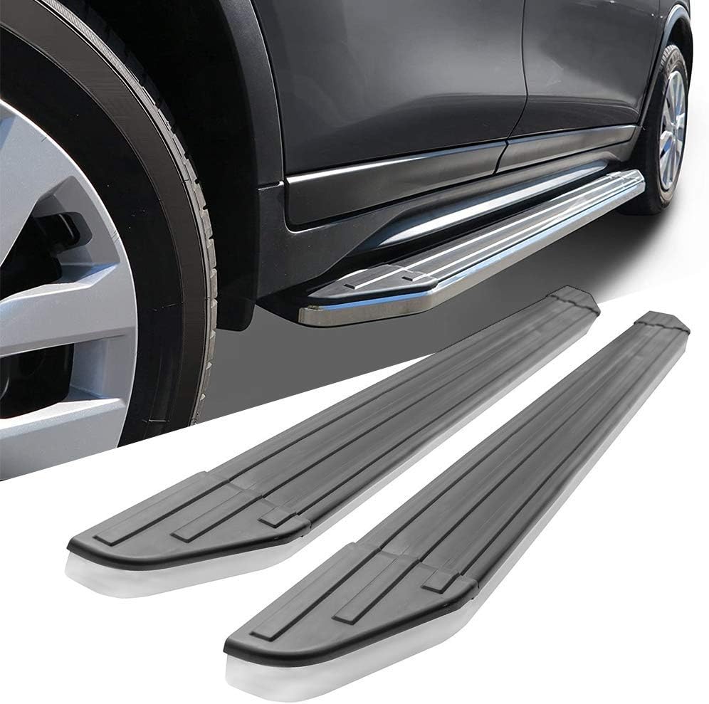 IKON MOTORSPORTS, Running Board Compatible with 2016-2022 Honda Pilot, V2 Style Black with Chrome Passenger Driver Side Step Nerf Bar Pair Aluminum& ABS, 2017 2018 2019 2020