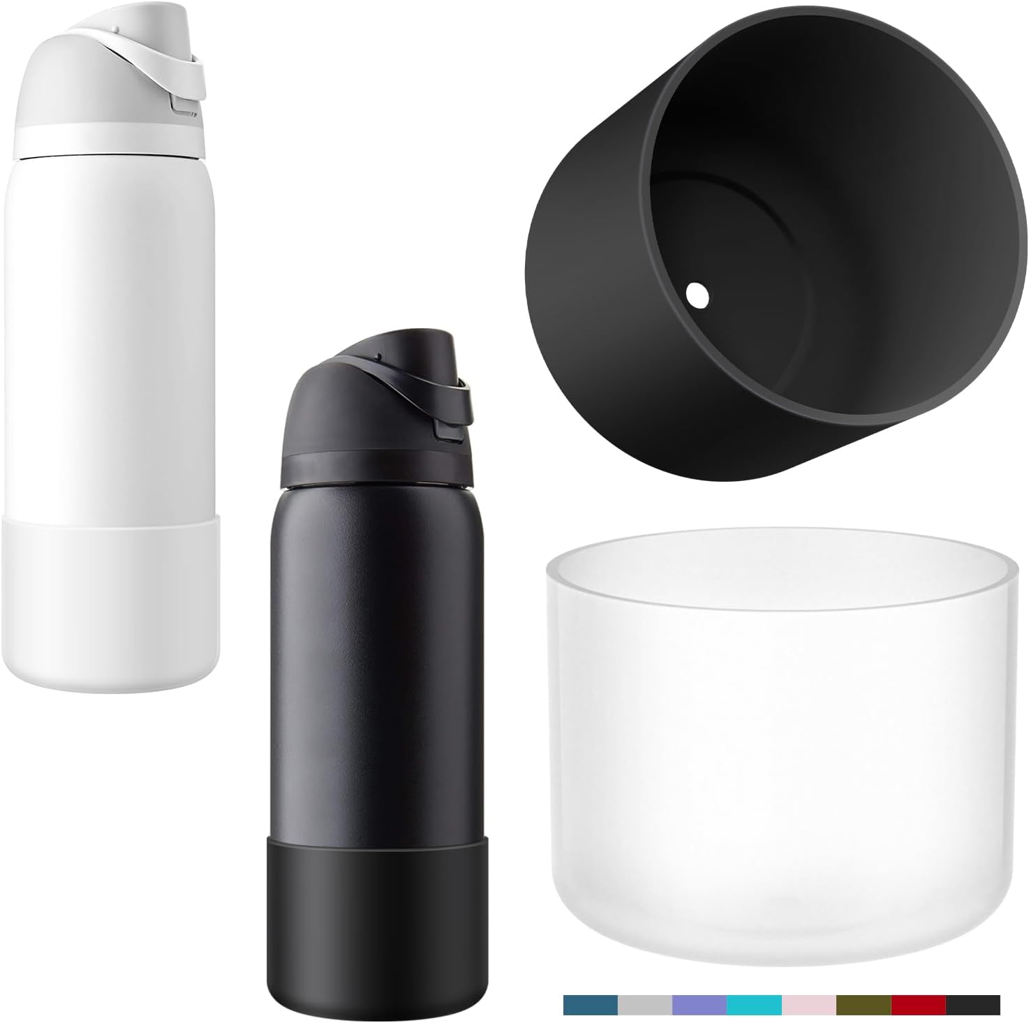 yoelike2PCS 2 Colors Silicone Water Bottle Boot for Owala, Anti-Slip Protective Sleeve for FreeSip/Twist/Flip, Watter Bottle Accessories, Bottom Bumper Cover, Dishwasher Safe, BPA Free