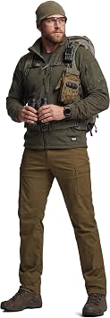 CQR Men's Active Flex Tactical Pants, Water Resistant Lightweight Stretch Cargo Work Hiking Pants