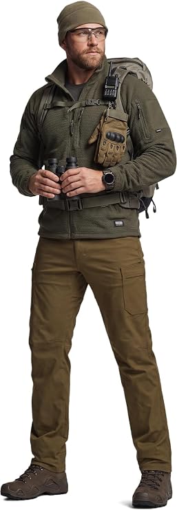CQR Men's Active Flex Tactical Pants, Water Resistant Lightweight Stretch Cargo Work Hiking Pants