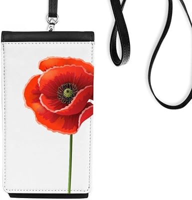 Red Flower Art Painting Corn Simplicity Phone Wallet Purse Hanging Mobile Pouch Black Pocket