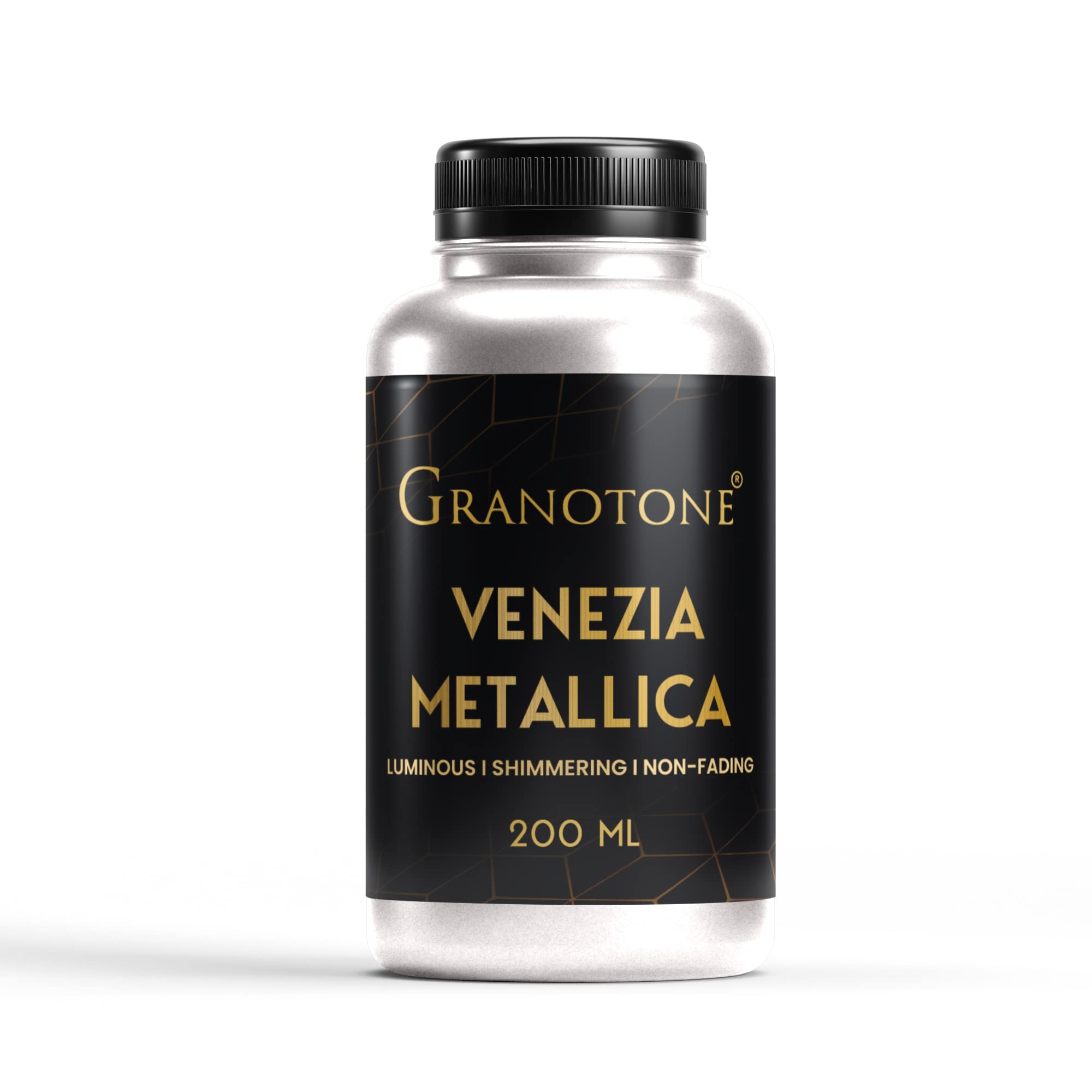 GRANOTONE Venezia Metallic Acrylic Paint, 200 ML - Extra Sheen, Non-Fading, Indoor/Outdoor, Non-Toxic, Multi-Surface - For Artists, Hobbyists & Kids - Made in India (SILVER)