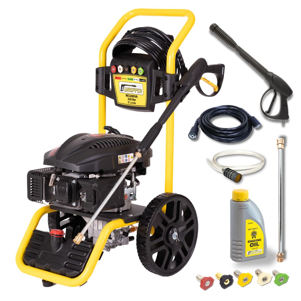 Idropulitrice a benzina 3200 PSI (220 Bar), Ducar DV196 196cc 4.3HP idropulitrice a gas ad alta pressione per auto, patio e giardino, WASPPER W3200VA