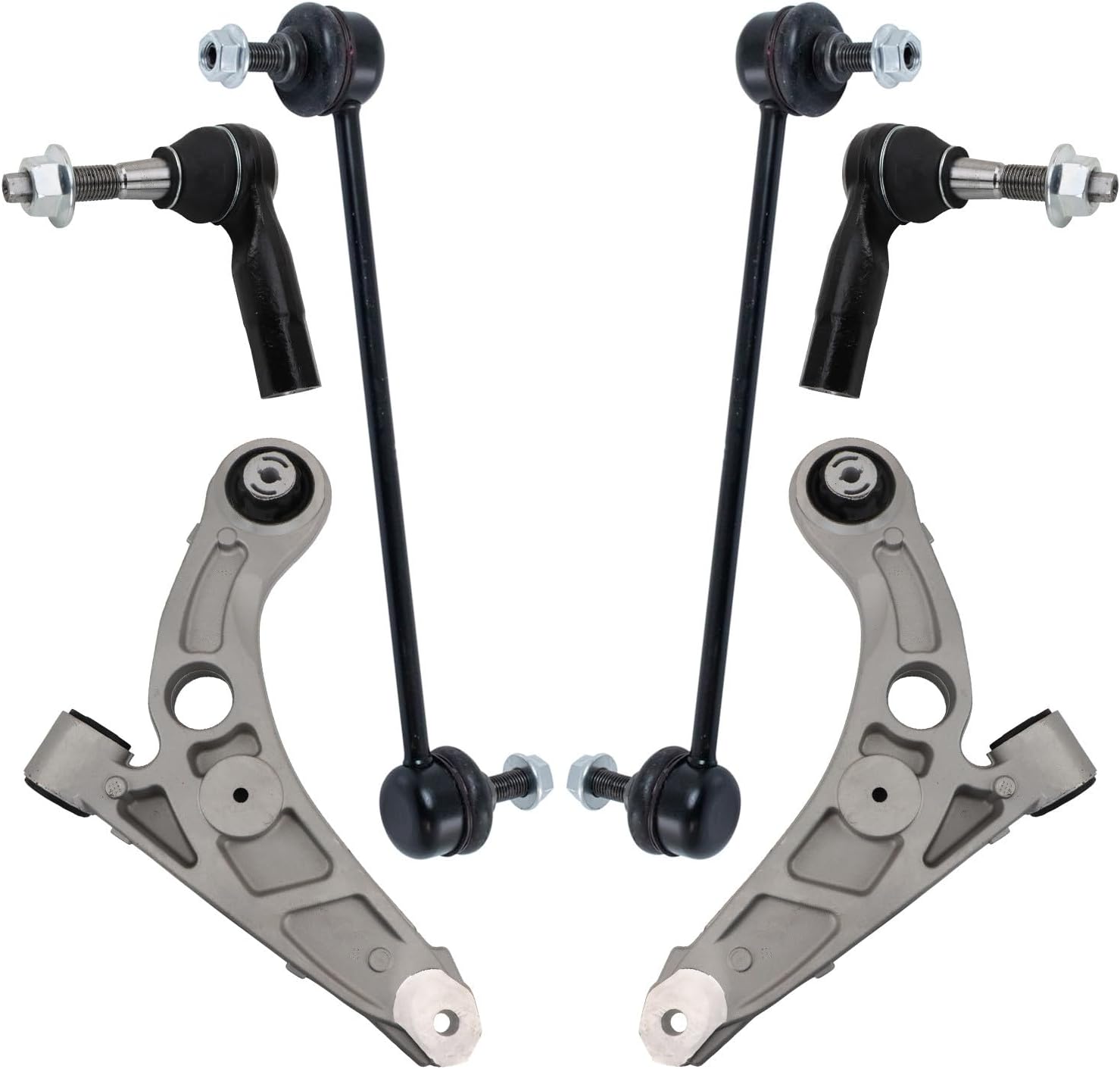 TRQ Front Steering & Suspension Kit Control Arm Sway Bar Stabilizer Link Tie Rod Compatible with 2019 Jeep Cherokee