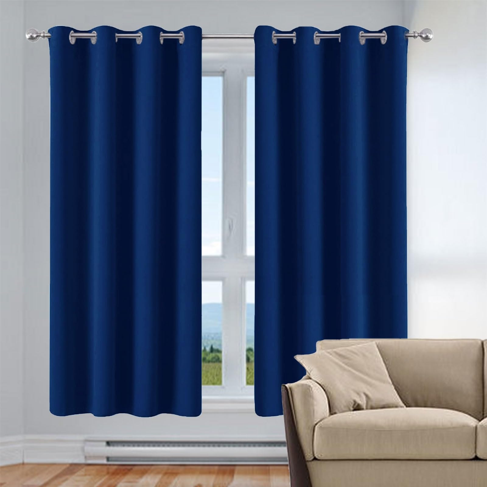 Rideaux à oeillets haut de gamme occultants et isolants bleu nuit 2pcs