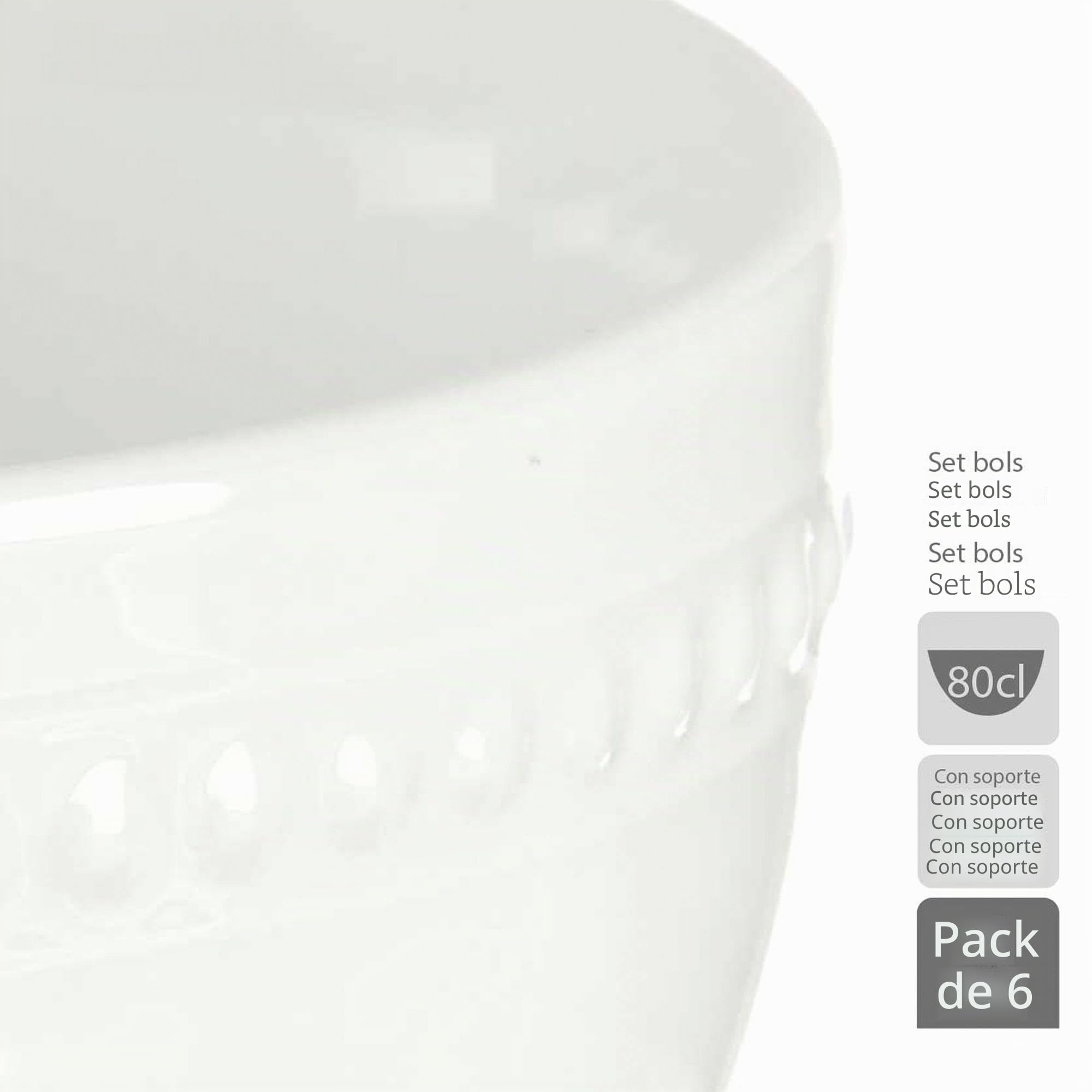 Set 6 bol porcelana blanca 800ml c sopor colección VESSIA