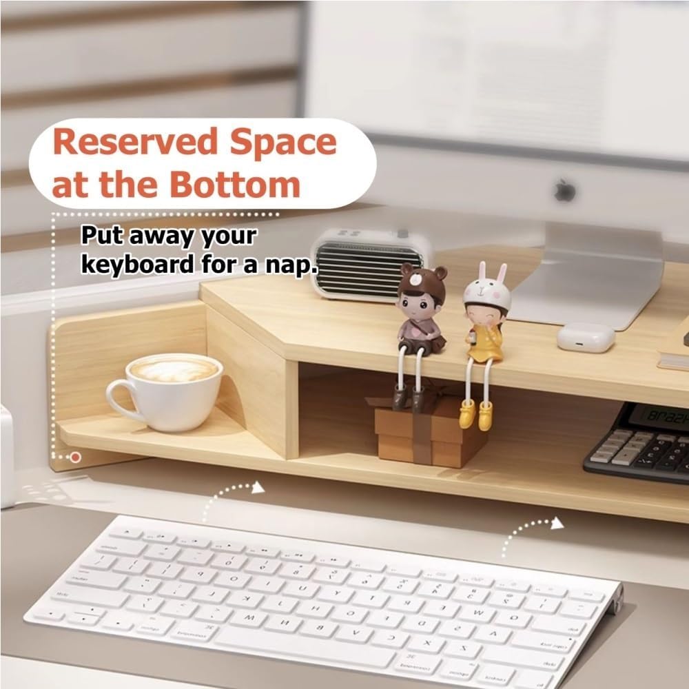 Laptop Stand for Desktop Computer, Corner Monitor Stand for Desk, Office Desk Accessories and Organizer, Multifunctional Space-Saving Corner Desk Shelf(Black)