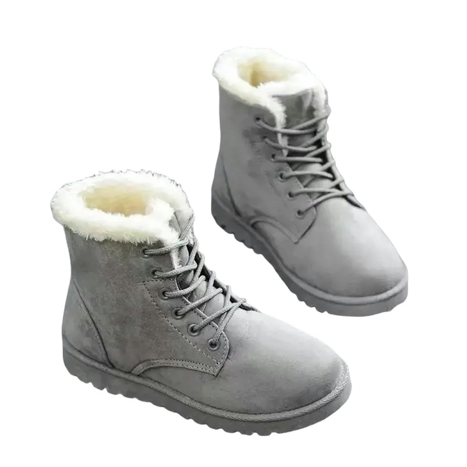 Stivali da Neve da Donna Stivali Invernali da Donna Short-Tube Caldi Stringate-Up Tacco Piatto in Cotone Stivaletti