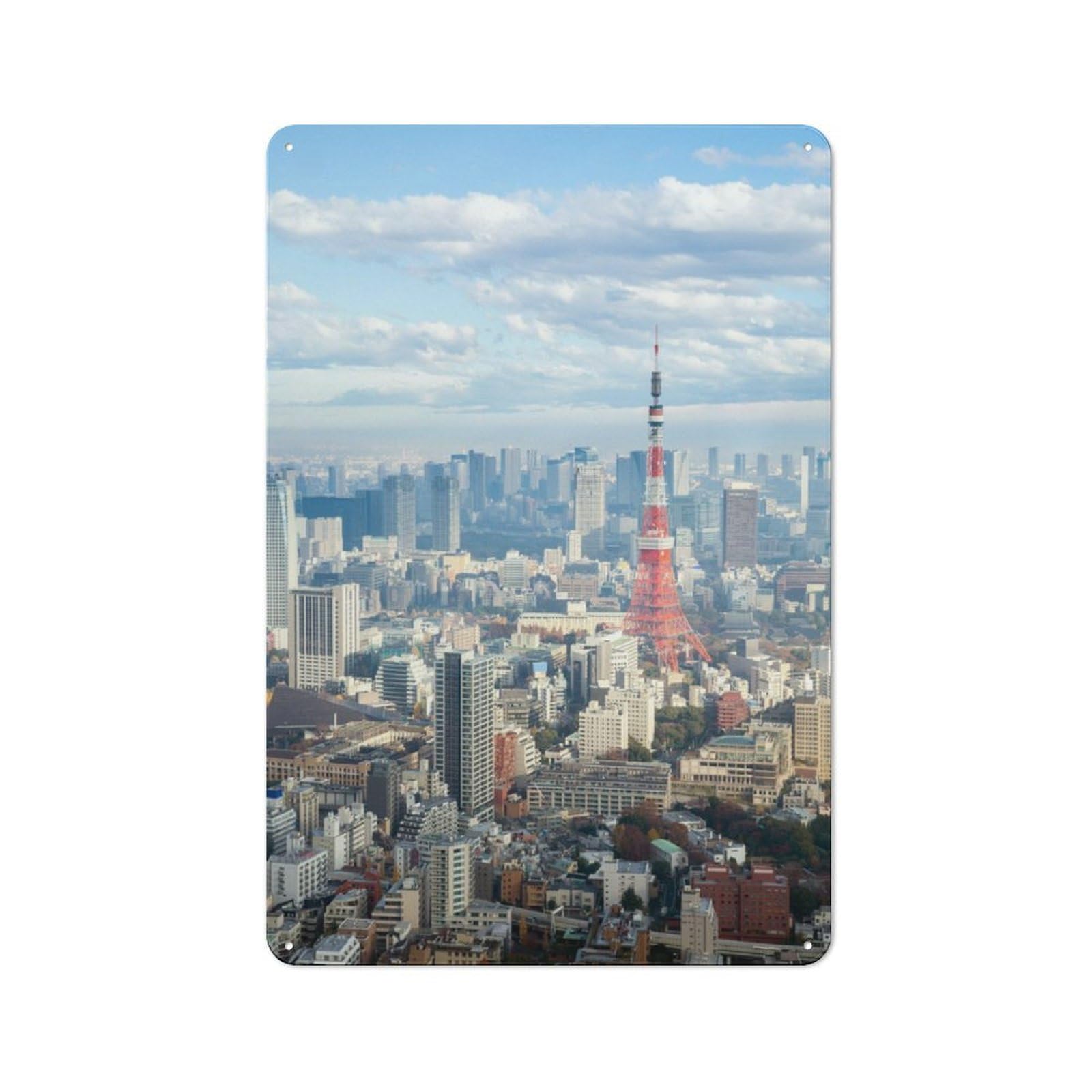 Junmoney Tokyo Skyline With Tokyo Tower Retro Metal Sign 30X20cm Featuring For Bar Or Restaurant, For Bar Decor Enthusiasts