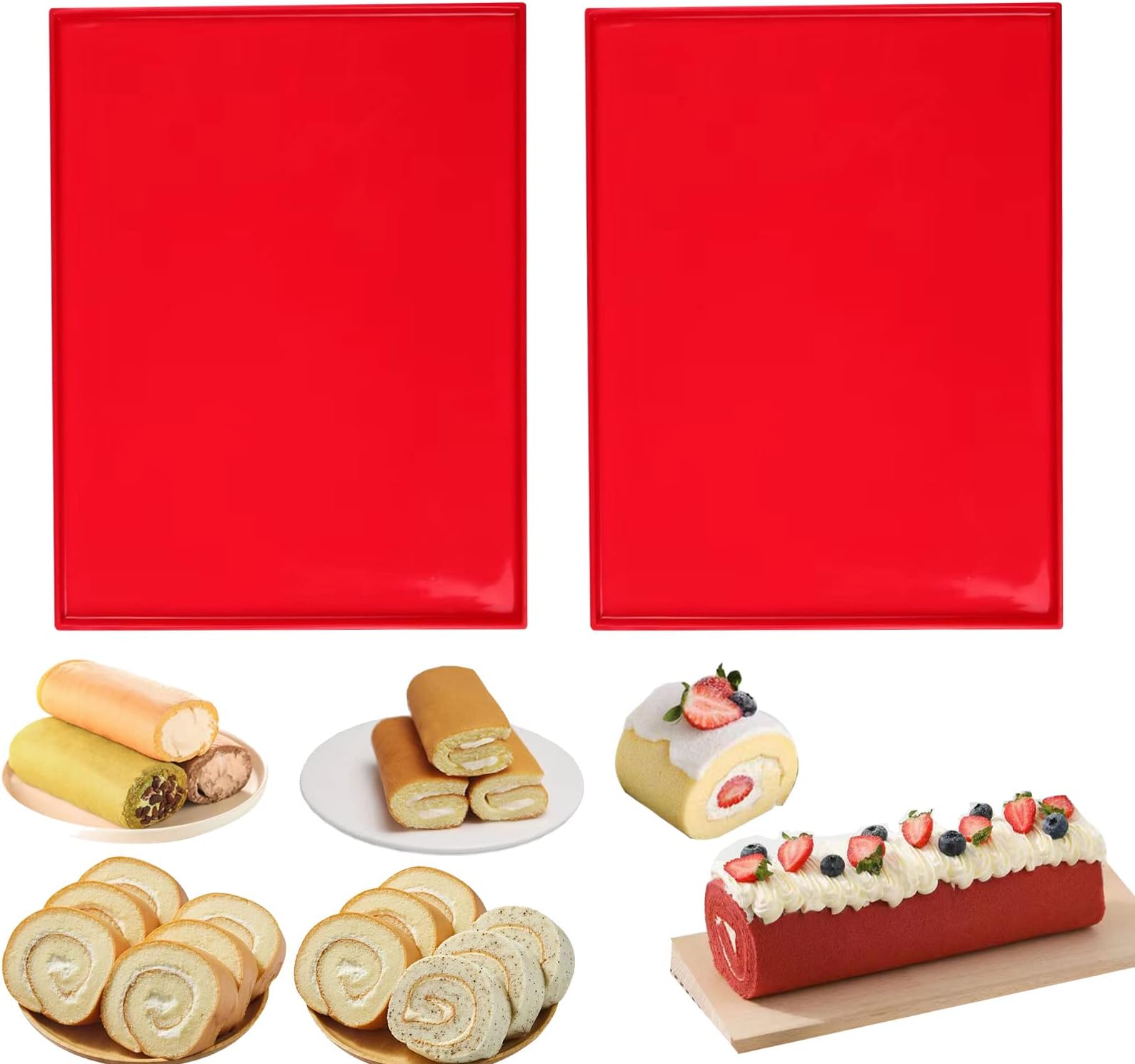 HLCM Silicone Swiss Roll Cake Mat 2Pcs Silicone Baking