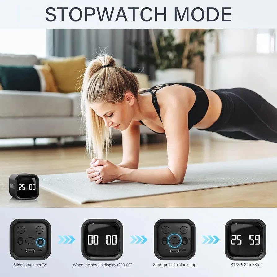 Image of 1Pcs, Digital Cube Pomodoro Timer - Desk Productivity Timer 5 /10 /30 /60 Min & Custom Countdown, Vibration & Adjustable Sound Alarm, Silent Visual for Study, Work, ADHD, Kids, Kitchen