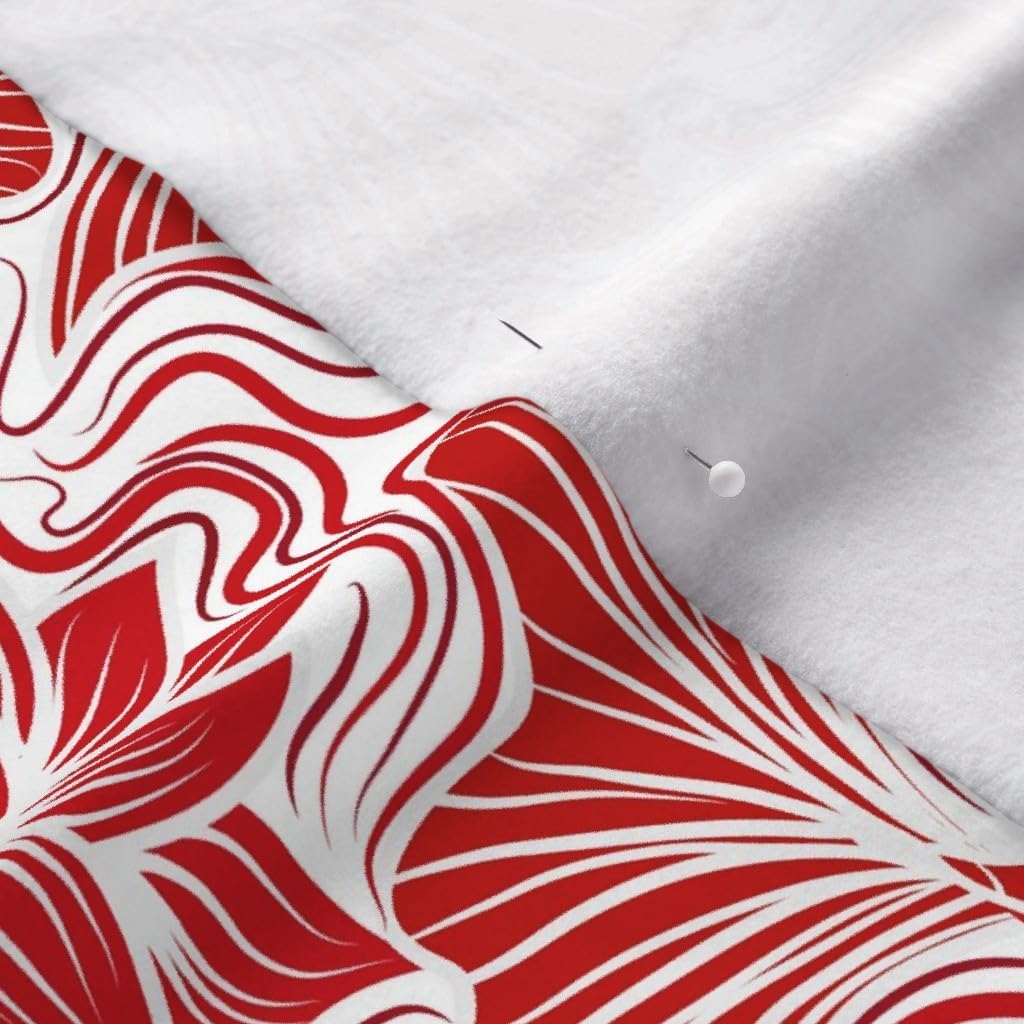 Spoonflower Fabric - Fish Koi Water Pond Lotus Carp Asian Red Japanese Printed on Polartec(R) Fleece Fabric by The Yard - Sewing Blankets Loungewear and No-Sew Projects