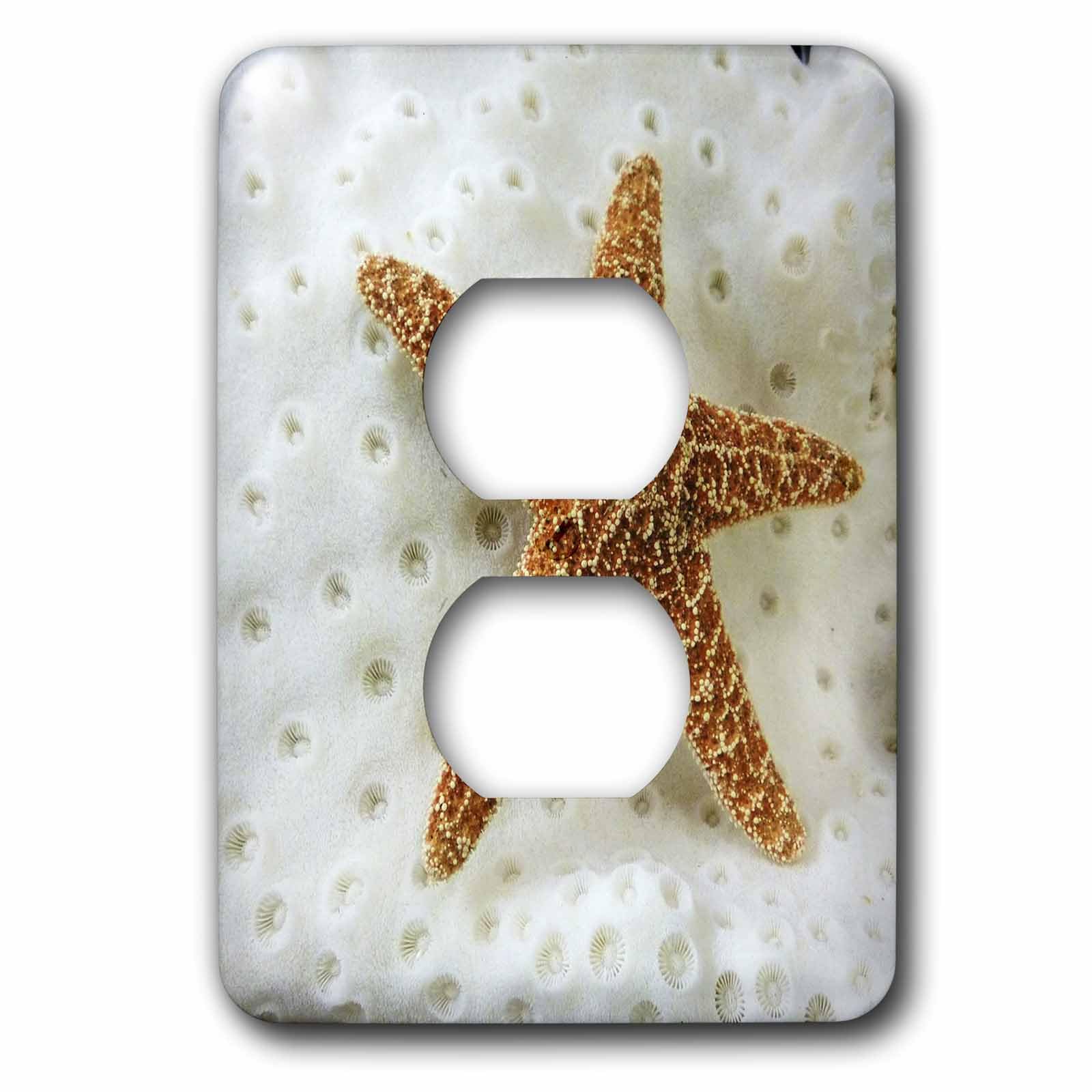 Star Fish On Corail 2 prises de courant plaque deco anti-rayures
