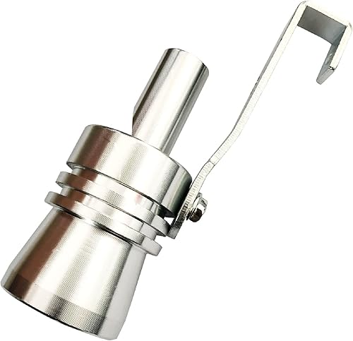 Vista 8 de DEVMO Silenciador de escape universal de aleación de aluminio de tamaño XL, silbato de tubo de escape de sonido turbo para coche, tono plateado