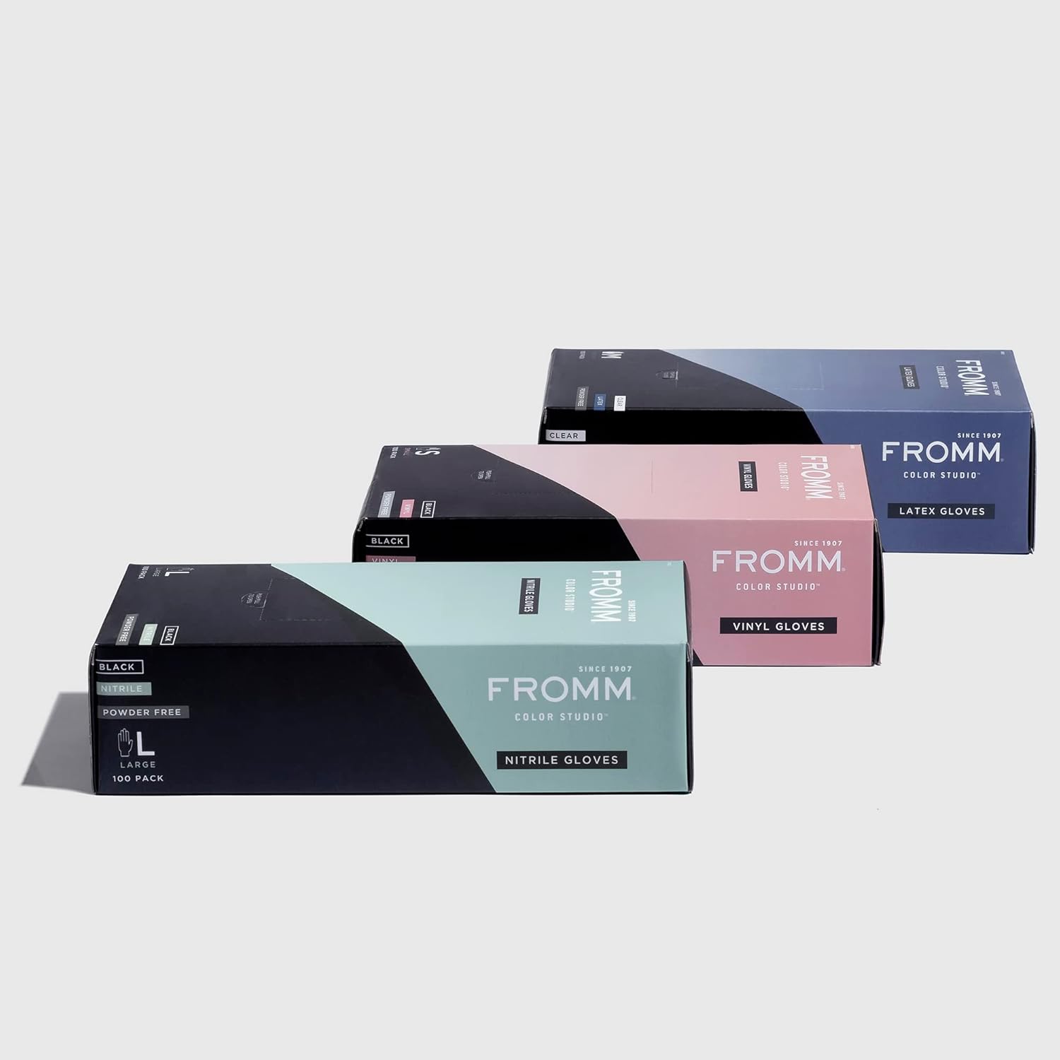 Fromm Color Studio Disposable Powder Free Nitrile Gloves for Hair Salon, Small, Black Color Hide Stains for Hair Coloring, Hair Dye, Nail Salon, and Household Cleaning
