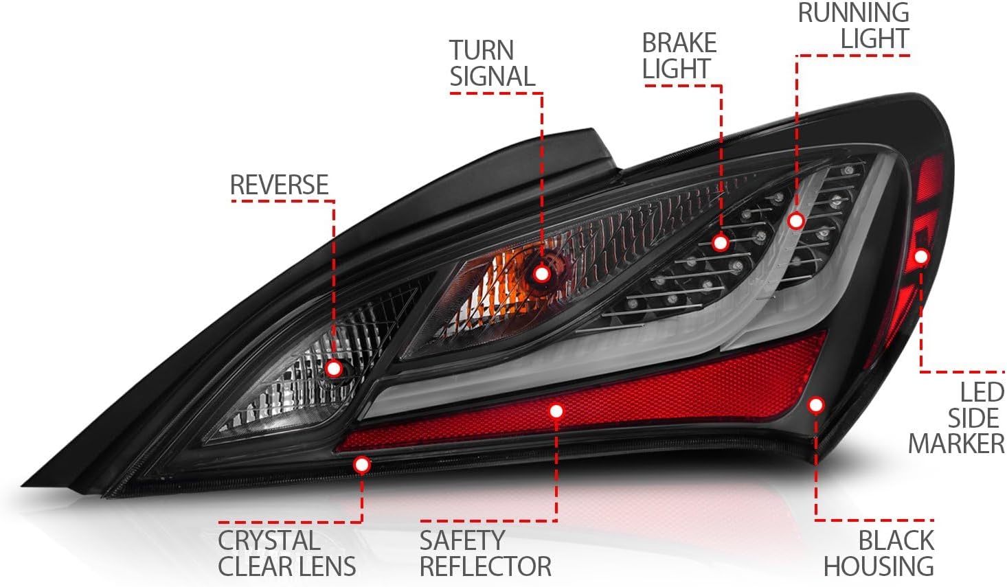 ANZO (321347) 10-13 Hyundai Genesis 2DR LED Taillights Smoke