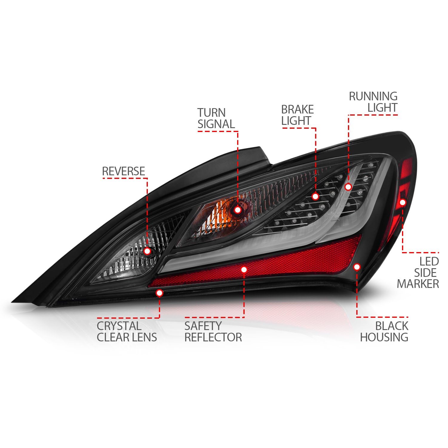 Amazon.com: ANZO (321347) 10-13 Hyundai Genesis 2DR LED Taillights