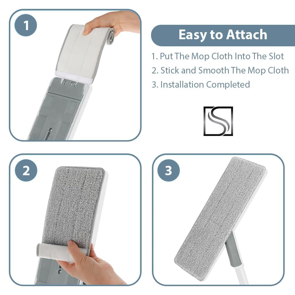 STELLIX Microfiber Large Mop Refill Pad: Washable, Fits Flat Mops, Ideal for Large Buckets (4 Pc, 38x12 cm) 1