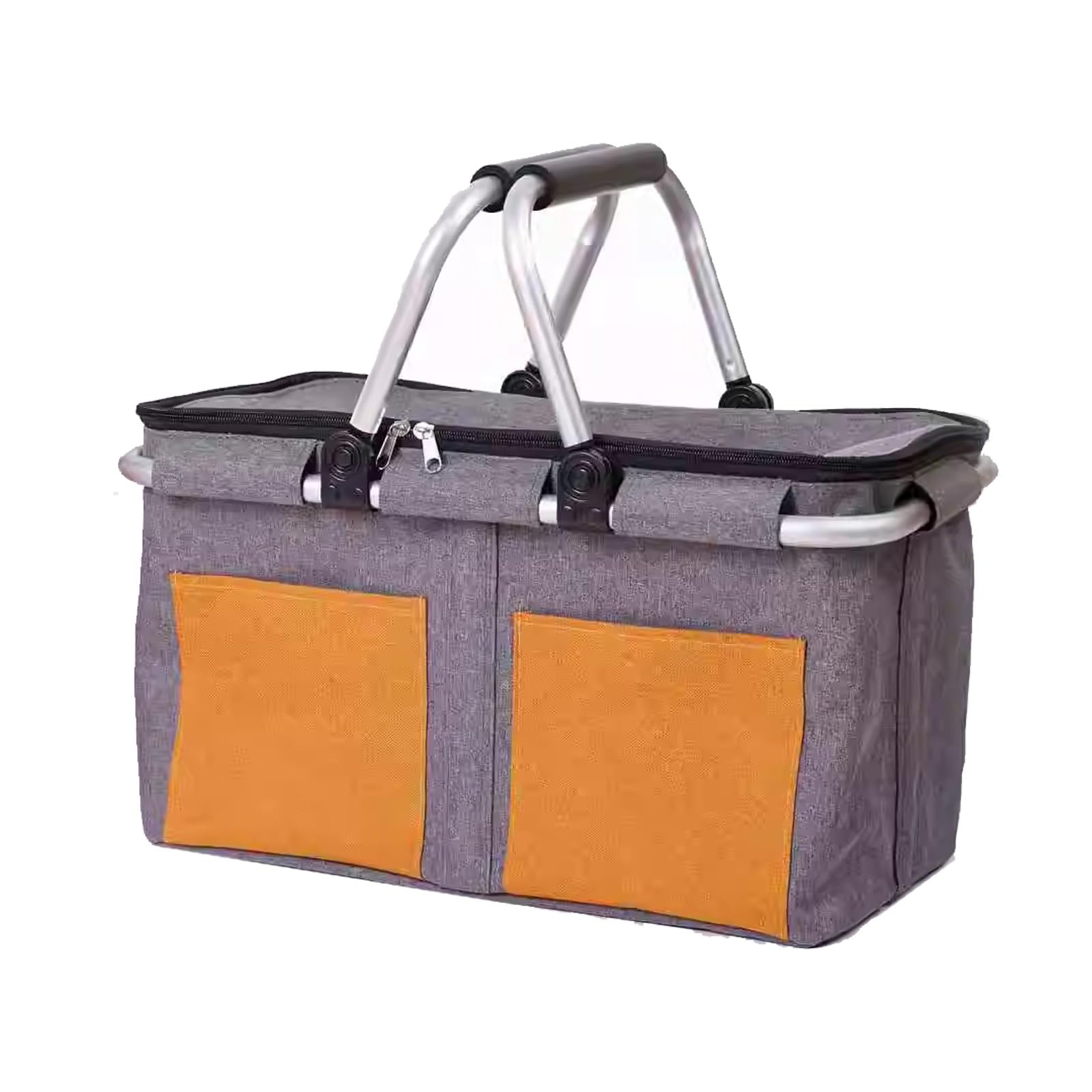 Cesta Picnic, Bolsa Térmica Térmica Plegable, Marco de Aluminio Resistente, Adecuada for Picnics y Campamentos(Gray)