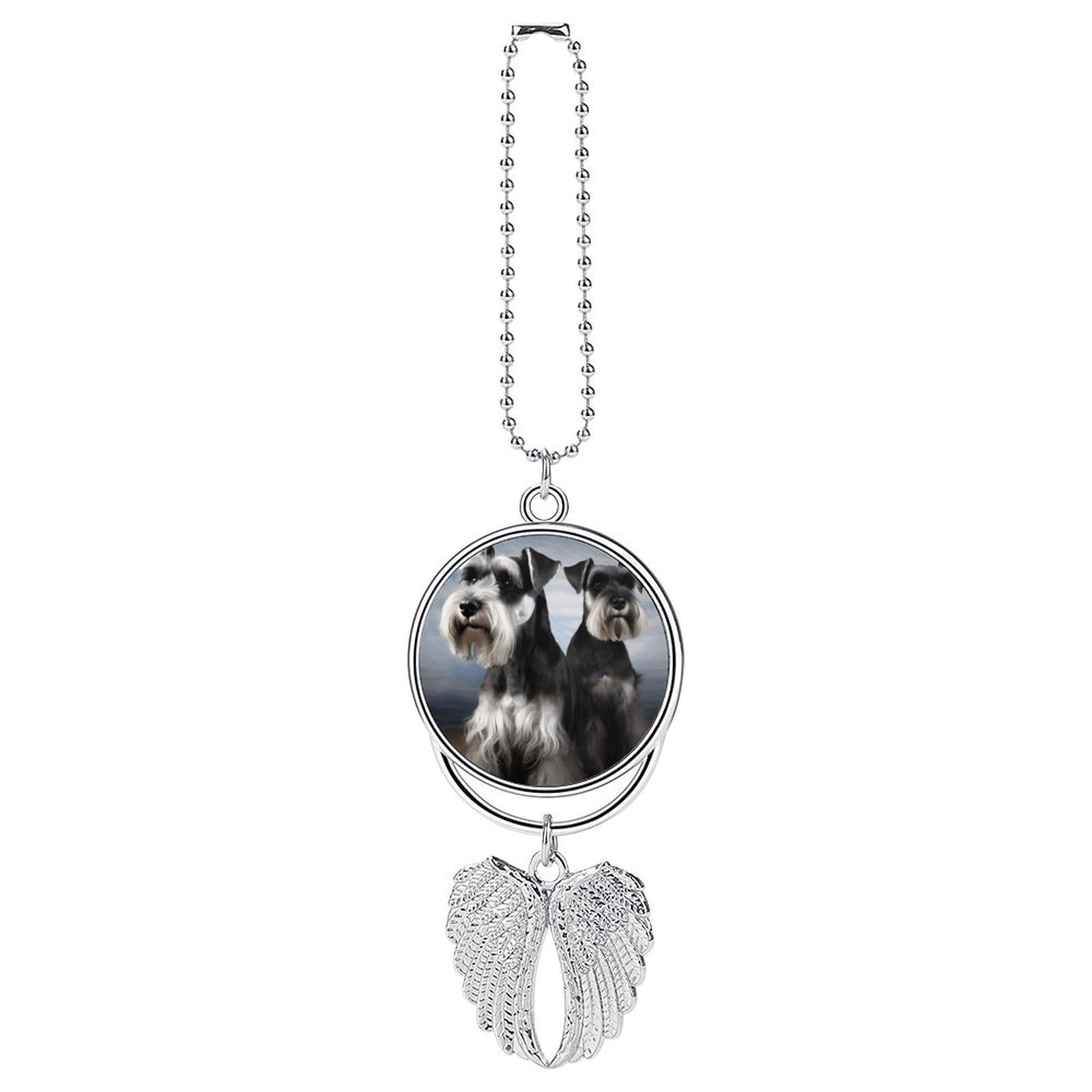 Animal Schnauzer Dog Car Pendant Rear View Mirror Hanging Ornament Auto Metal Charm for Aesthetic Interior Decor. Lucky Car Accessories Cute Funny Hanging Decor for Car Truck