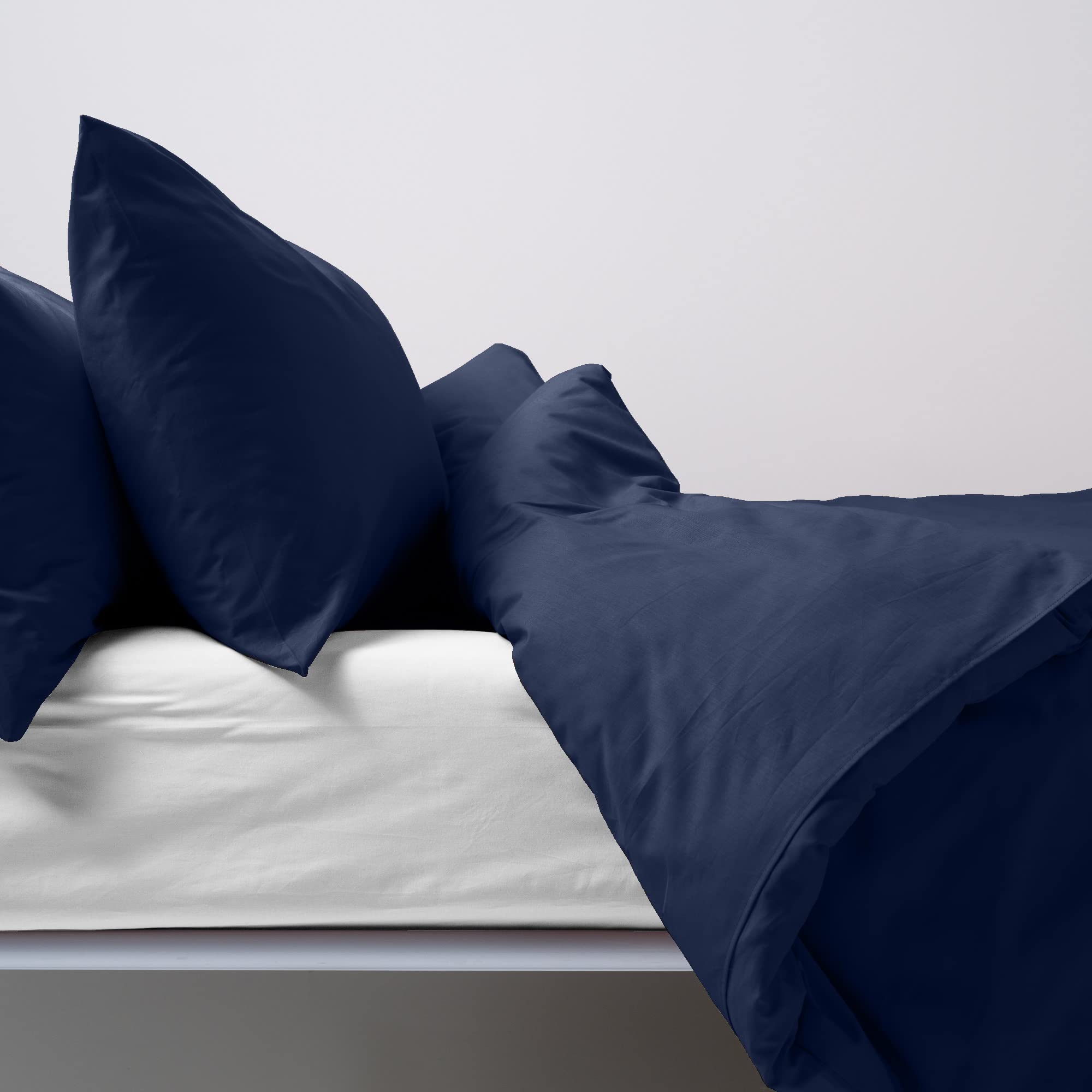 Lisola Zestaw Kołdra Kołdra Pokrywa Jedno Kwadrat I Połowa, Pościel Bawełniana, Made in Italy, Torba na kołdrę 200 x 240 cm + 2 poszewki 50x80cm, jednolity kolor. Model: Torton, Granatowy