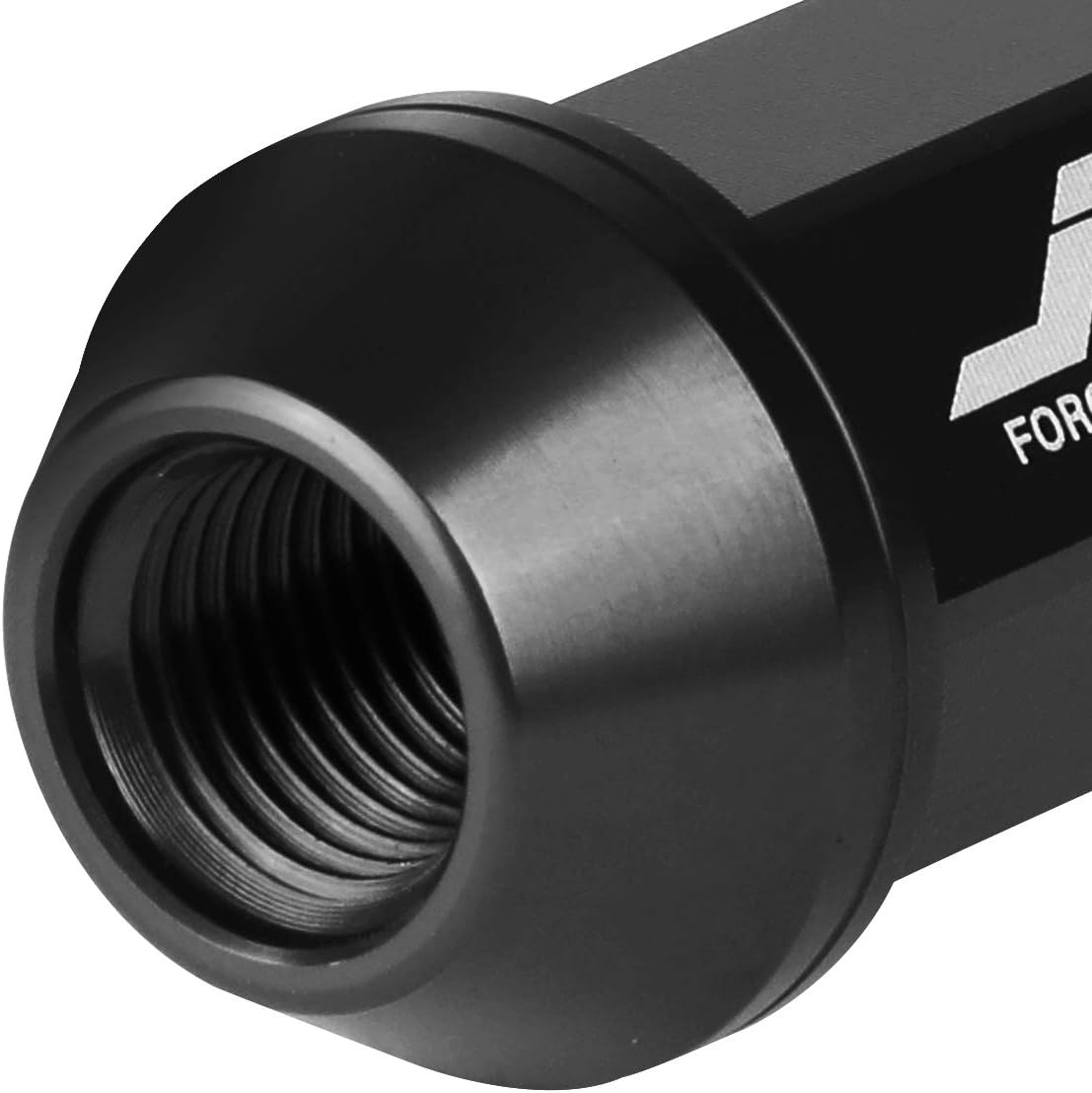 J2 Engineering 7075-T6 Aluminum M12x 1.25 20Pcs 50mm Tall Open-End Lug Nut w/Socket Adapter Black