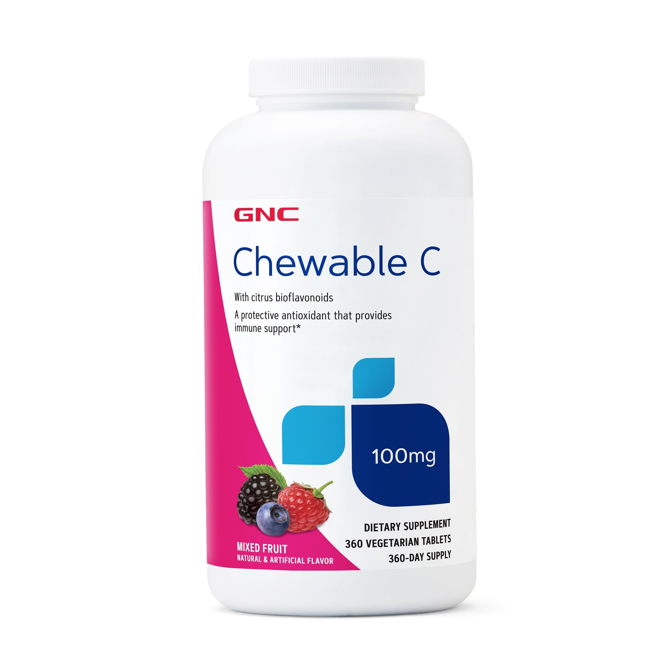 GNC Vitamin C 100mg, Provides Immune Support, Mixed Fruit, 360 Servings 360 Count (Pack of 1)