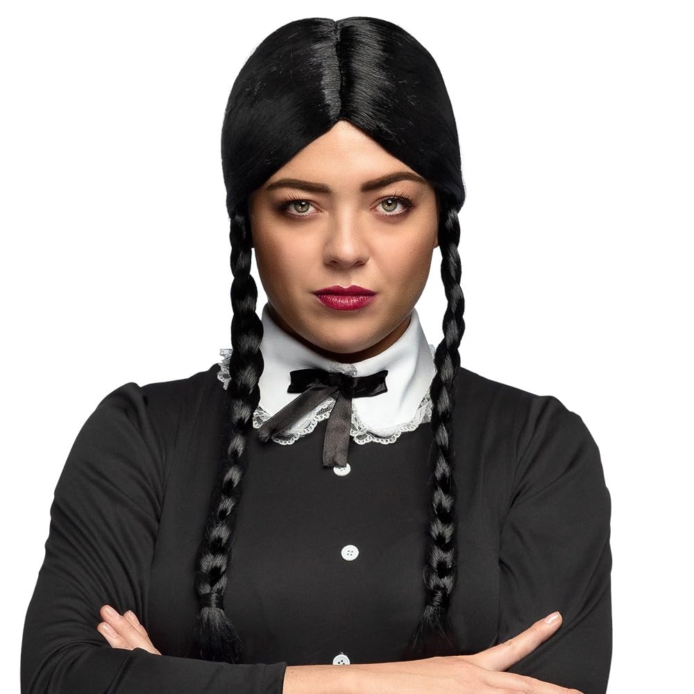 Boland 10106163 86097 Secreted Wig with Braids – Black Wig, Perfect for Halloween, Cosplay, and Themed Parties