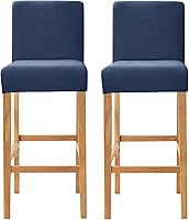 Vista 33 de Fundas de terciopelo para sillas de pub, extraíbles y elásticas para taburete de mostrador (2, azul bebé)