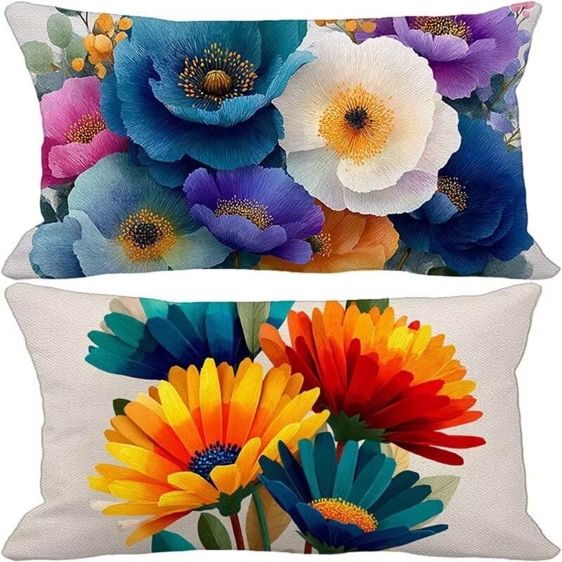 Housse coussin 40x80 douce et imperméable avec motif fleur moderne