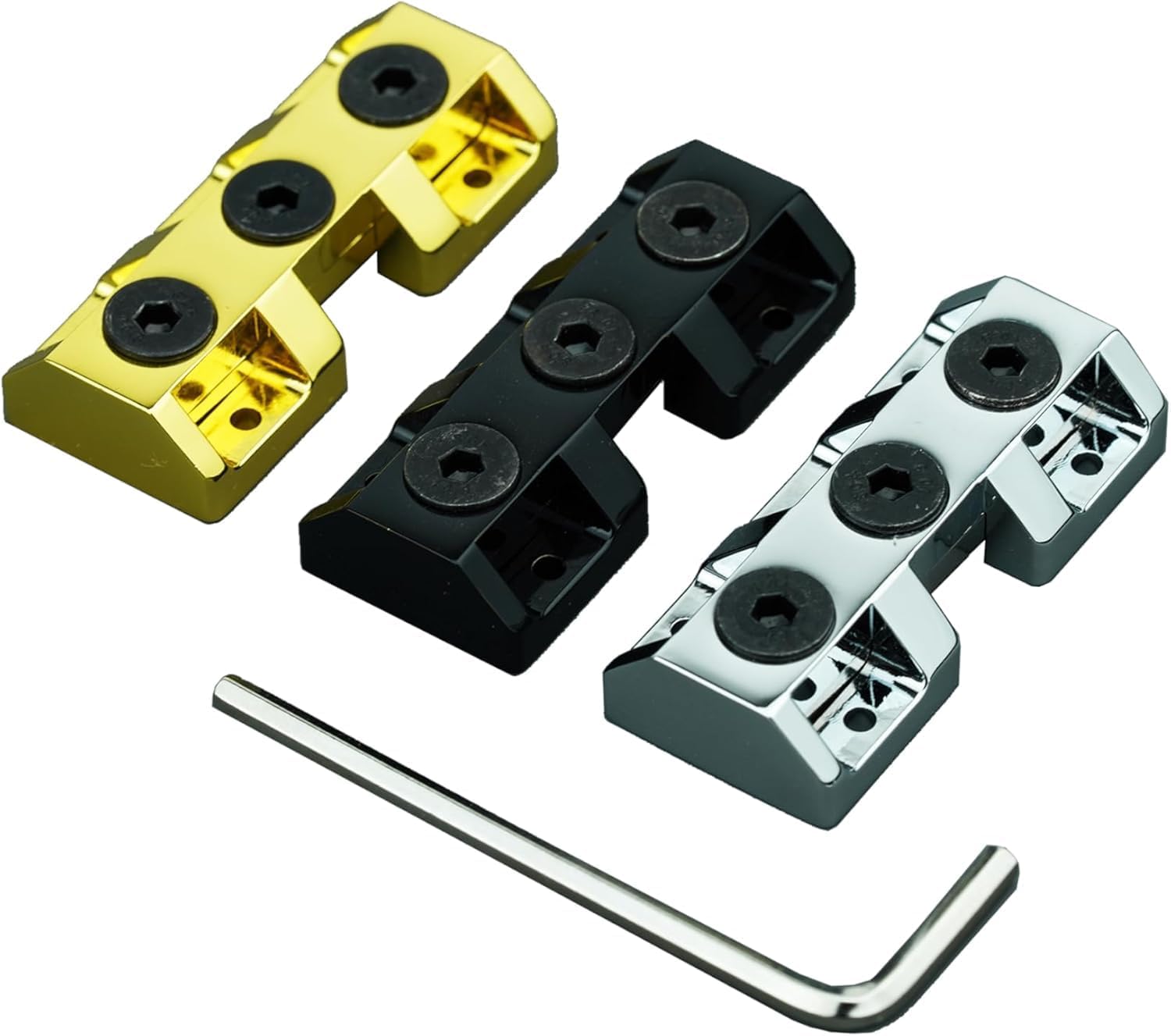 Guyker Locking Clamp for Guitar, Behind the Nut, with Screws, Pure Brass Headless Guitar Bridge String Lock CNC Machined 6 String Electric Guitar Replacement Part, Black XS001