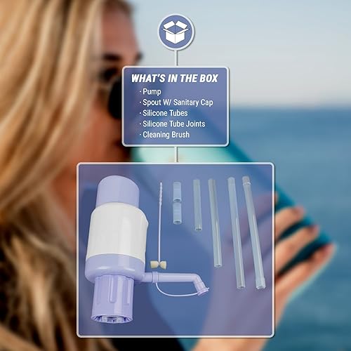 Miniatura 6 de TERA PUMP Paquete de 2 bombas de presión manuales para beber, de grado alimenticio, sin BPA, se adapta a la mayoría de galones de agua de 2 a 6