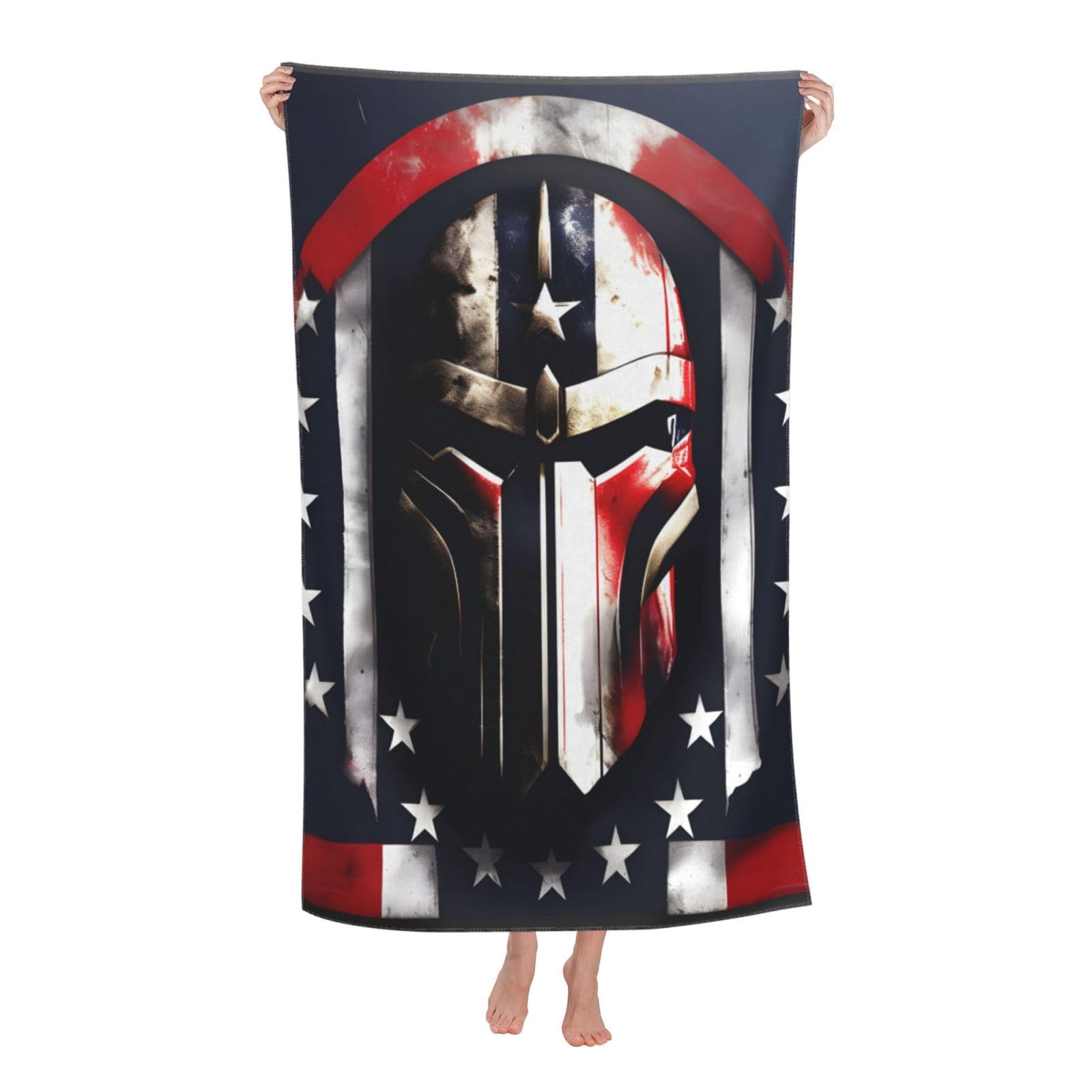 NImongt Usa Flag American Spartan Print Oversized Adult Beach Towel For Travel Weekend Getaways Festivals Camping Trips