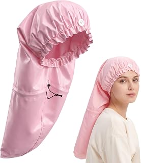 1 Pack Large Shower Caps for Braids – Extra Long Waterproof Hair Bonnet for Women & Men, Reusable XL Bath Cap for Locs, Dreadlocks, Thick Curly Hair, Drawstring Adjustable (Pink)