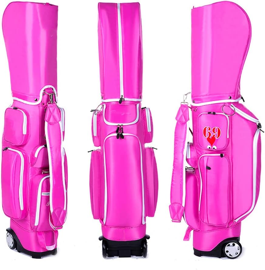 Golf Club Cart Bags for Women/Men, Golf Transport Cart Bag with Built in Wheels/Handle, Lightweight Carry Bag 5 Way Divider for Driving Range