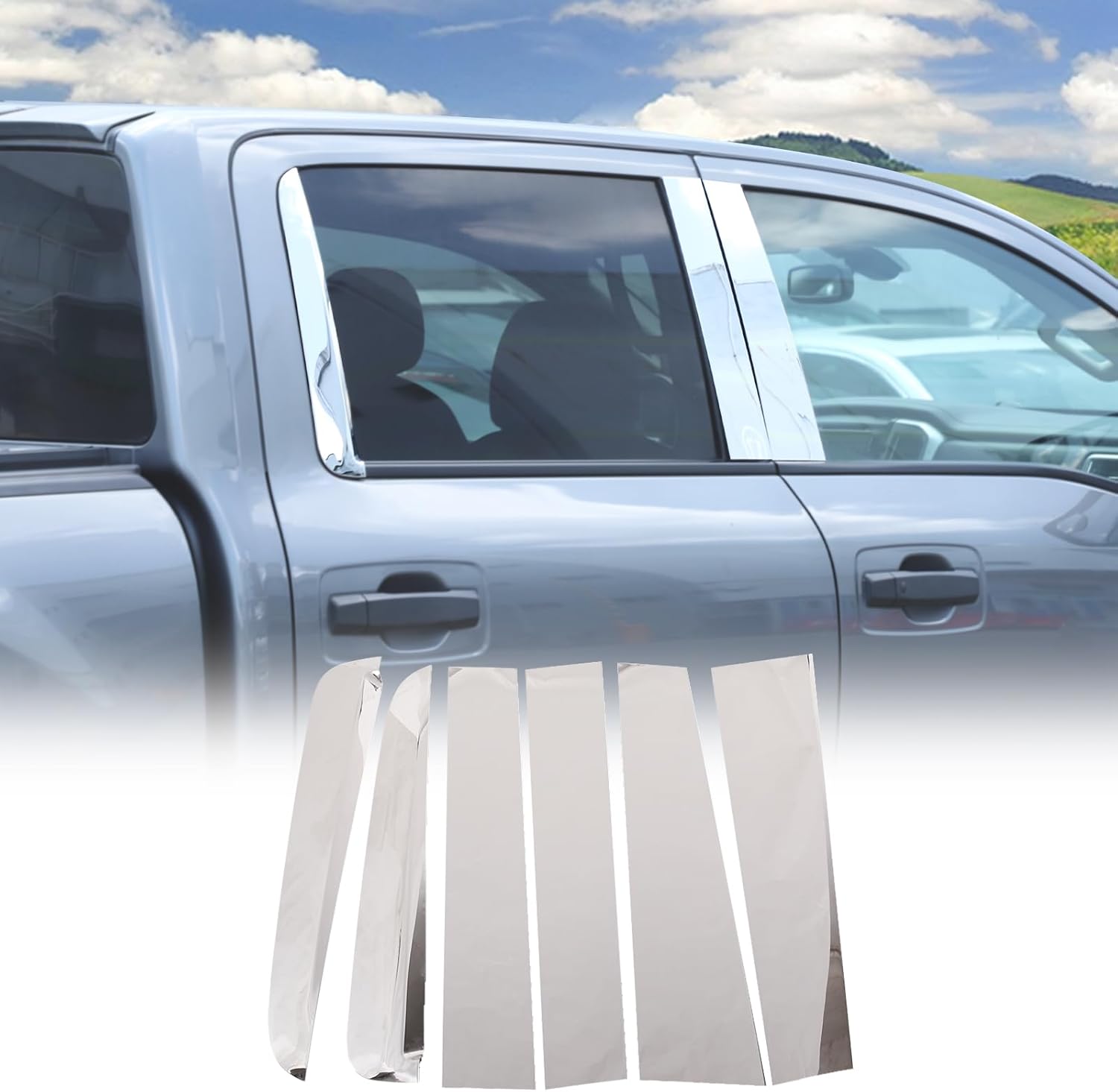 Center Door Pillar Post Trim Compatible with Nissan Titan 2016-2023, Stainless Steel Window Moldings B+C Pillar Post Trim Cover, Outside Anti-Scratch Window Moldings Accessories, 6PCS