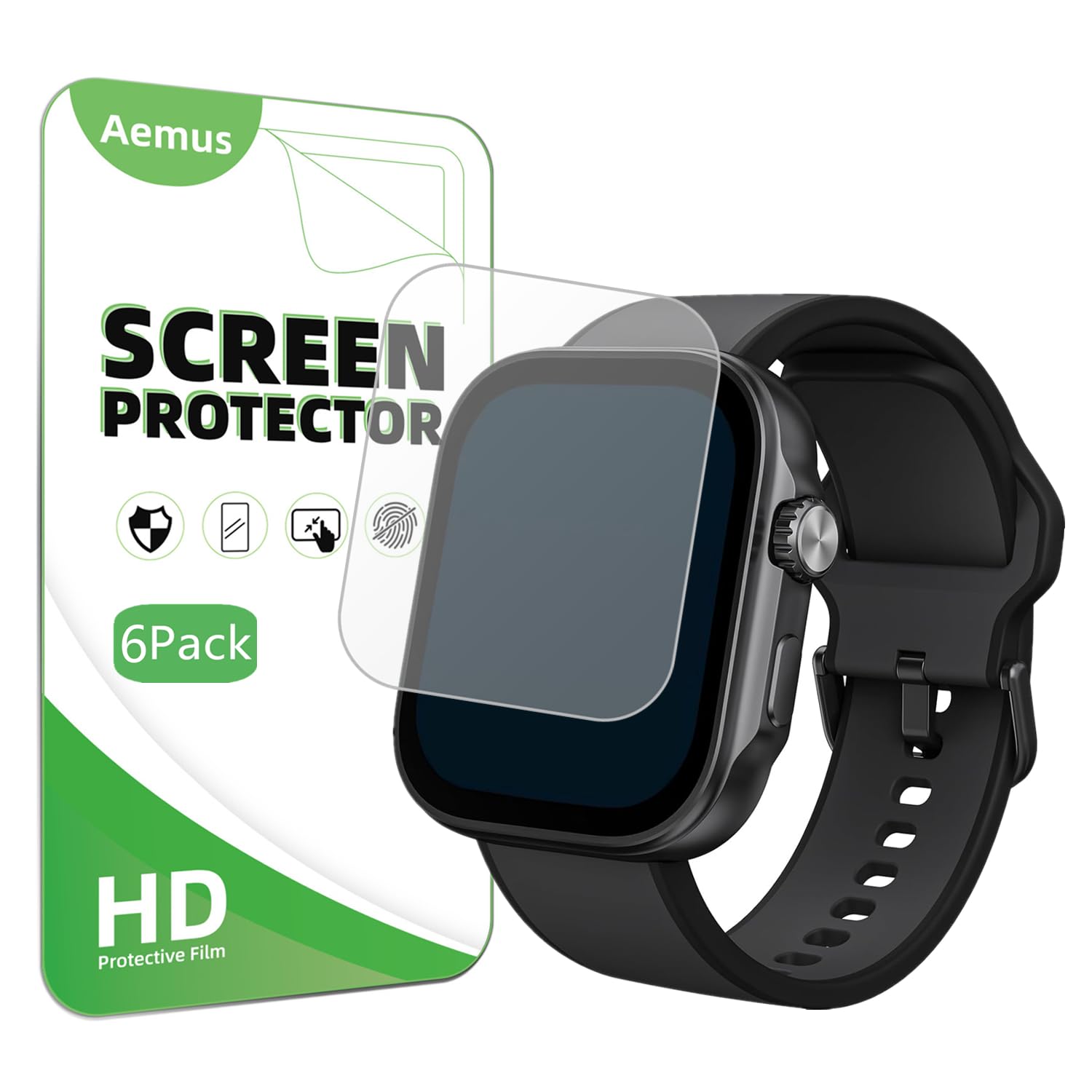 AemusScreen Protector Compatible for GZC GTX13 Smart Watch 1.99" (6 Pack) Clear Soft Film For GTX13 Sports Fitness Tracker