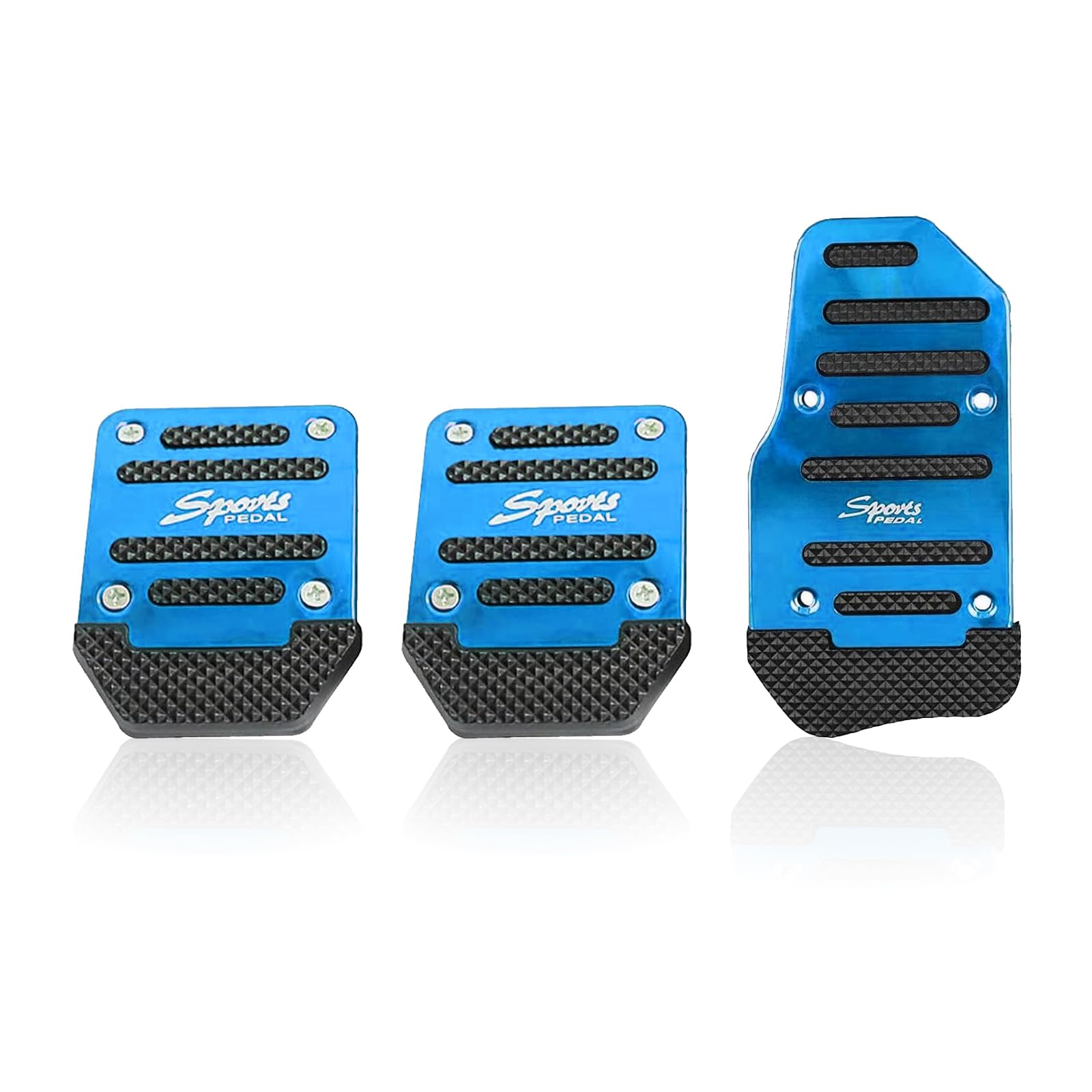 3 PCS Car Brake Pedal Cover, Anti-rubbing Metal Manual Vehicle Clutch Pedal Kits, Universal Automotive Accelerator Pedal Decorative Cover Accessories for Most Truck SUV Car (Blue)