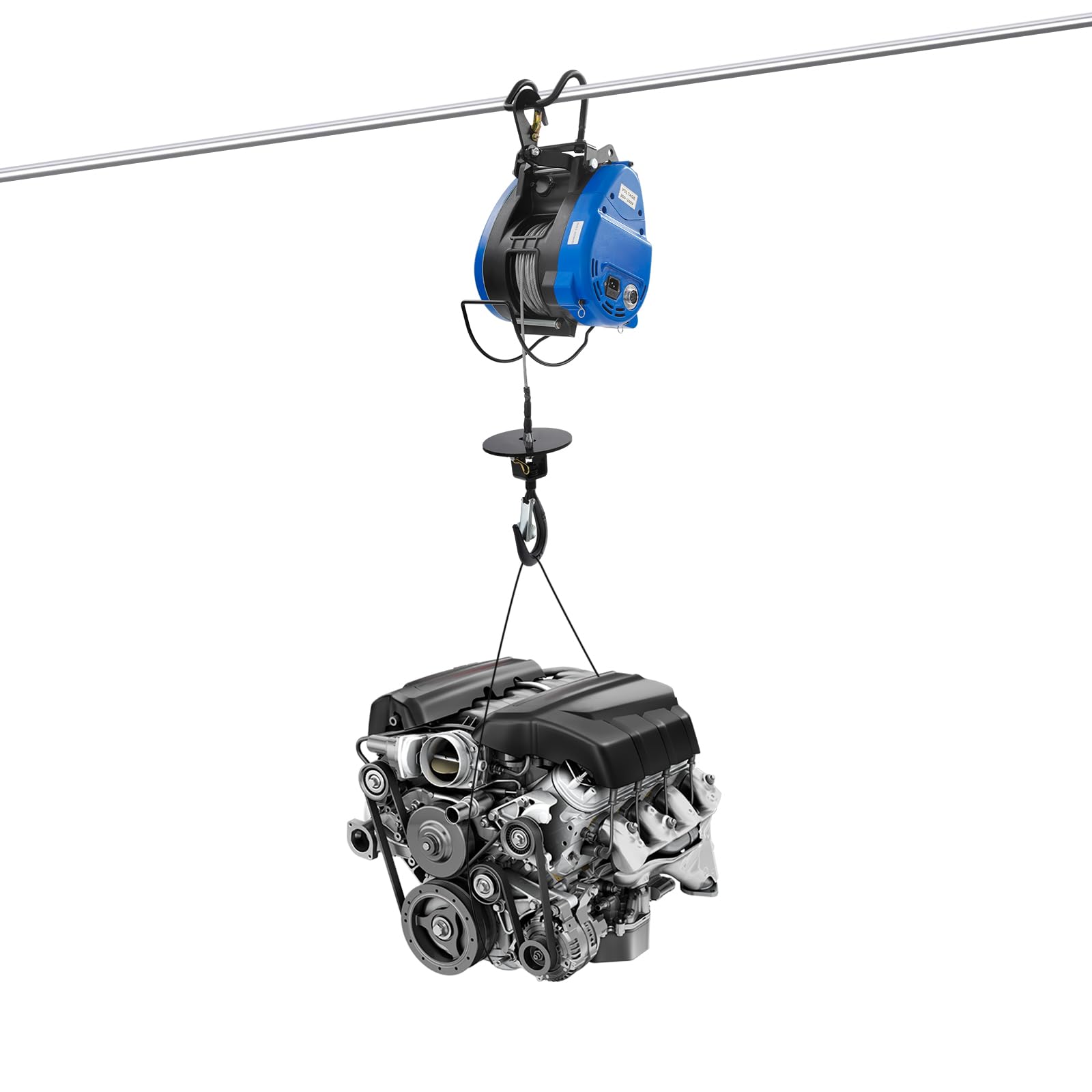 Elektrische Seilwinde, 1500W Elektrischer Hebezug mit Fernbedienung, Hubkraft 250kg, Hebegeschwindigkeit 19m/min, für Landwirtschaft, Fabriken, Lagerhäuser