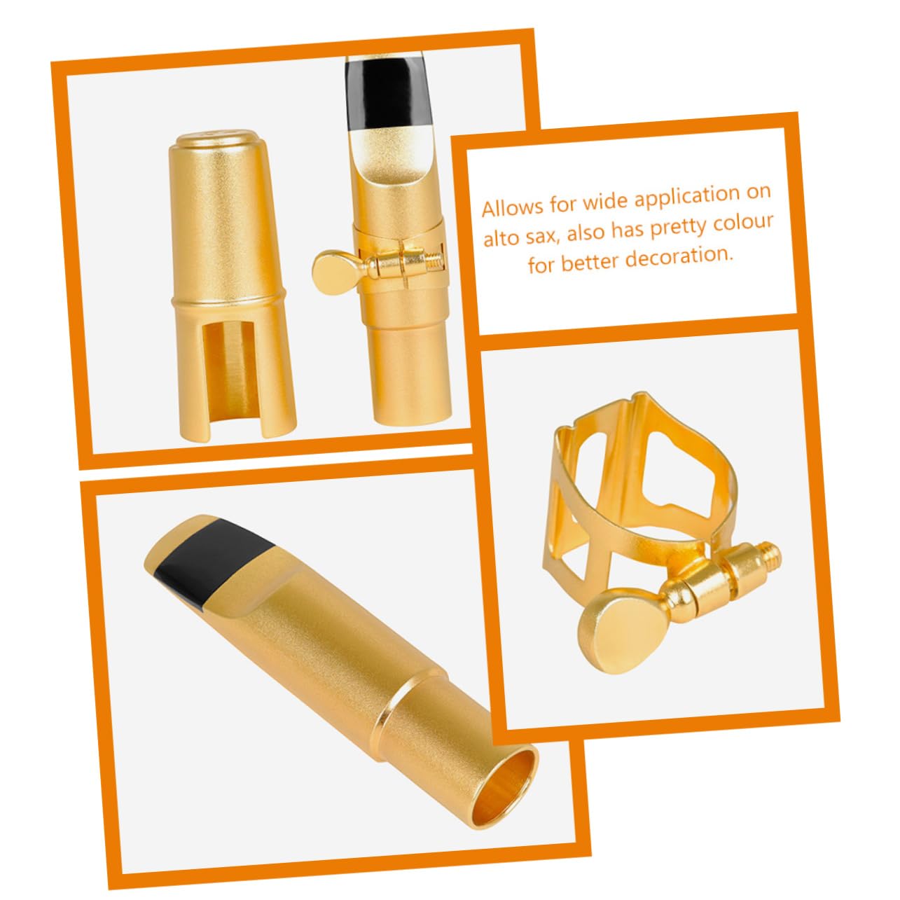 Mikinona Altsaxophon mit Schutzkappe aus Metall und Stoff Mundstück Satz Clip Zubehör Silbertuch für Professionelle Spieler für Holzblasinstrumente für Besteck