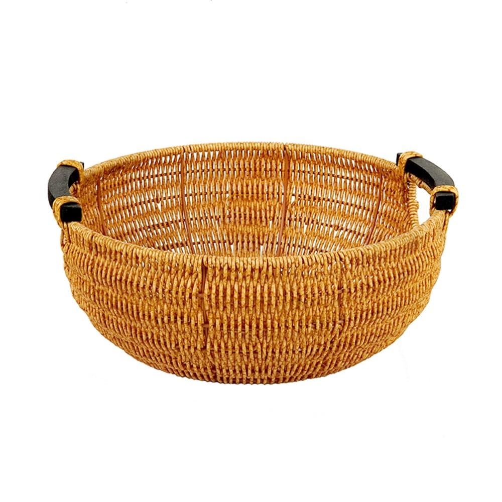 Fzl02068lm One Color Fruit Bowl Rattan Woven Fruit Basket Bread Serving Baskets Countertop Decorative Display Storage Versatile