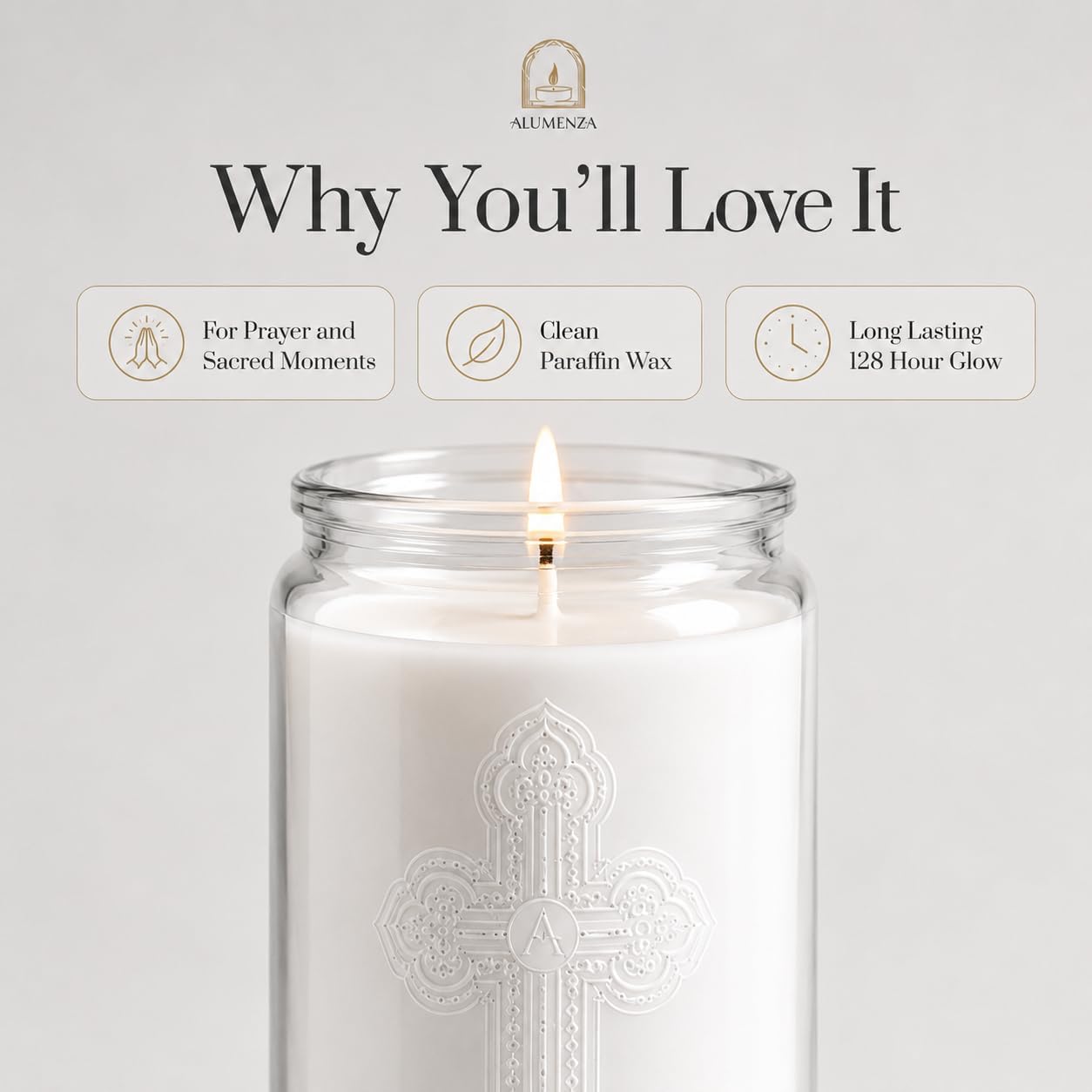 6pk White Cross/Cruz Blanca Unscented 128Hr 7 Day Devotional Candle - Glass Jar Veladora | White Cross Prayer Candle, Catholic, Altars, Novena, Memorial Vigil, Holy Cross Home Altar