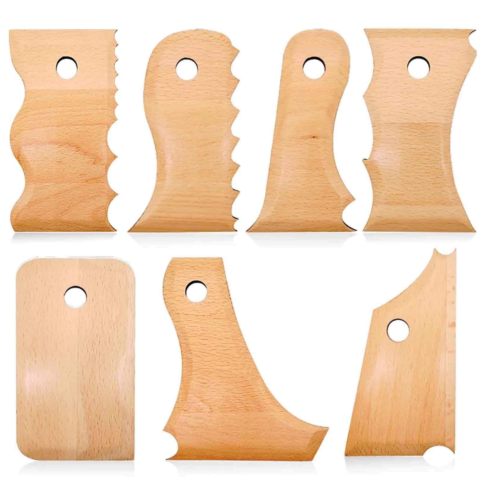 Toplionace Juego de 7 Piezas de Herramientas de Cerámica de Esqueleto de Madera, Cuchillo para Esculpir Arcilla, Herramienta de Dibujo y Modelado de Bricolaje