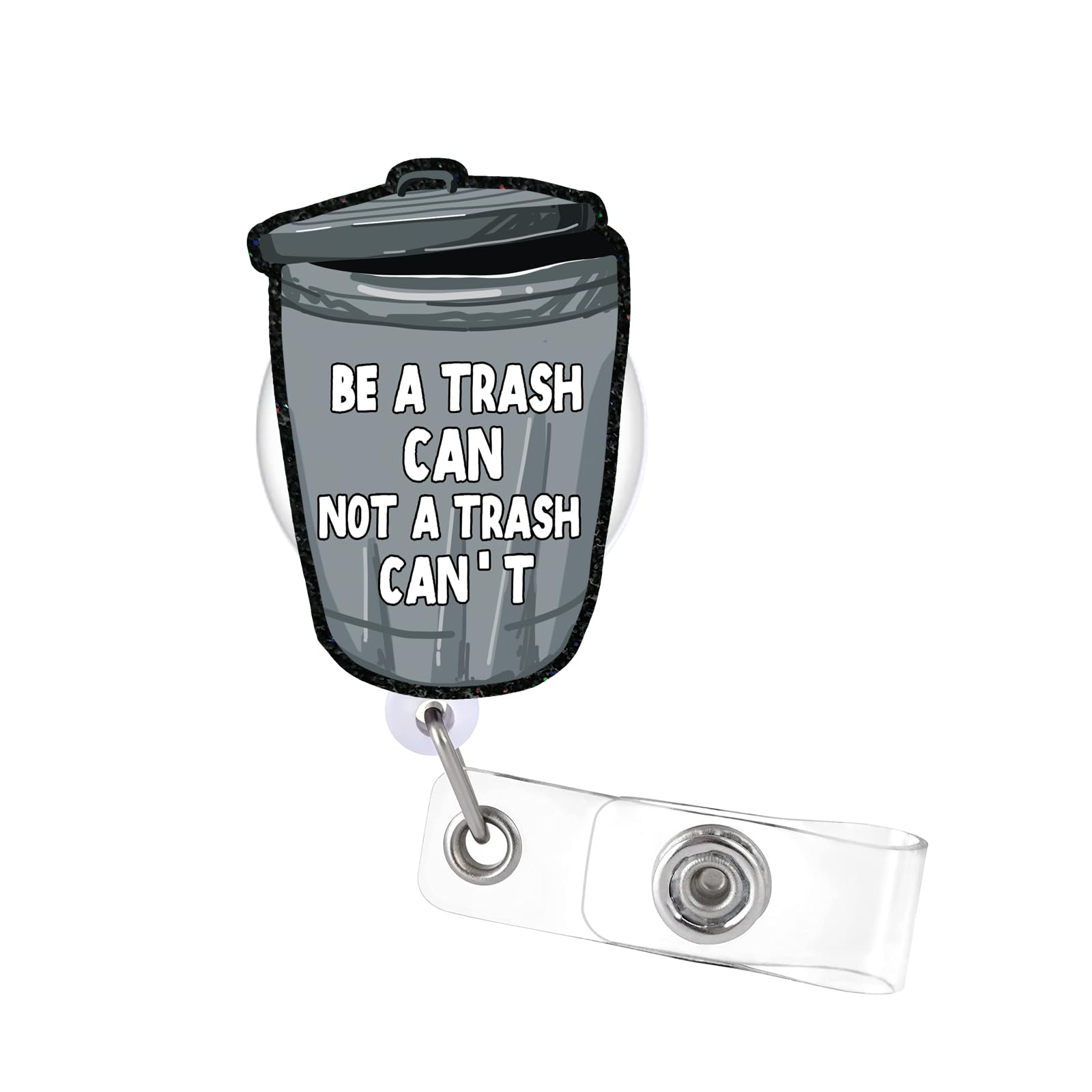 Tian Zhun Badge Reel Retractable with Alligator Clip Funny Garbage Can Acrylic Badge Holder for RN Nurse Teacher Students Child Office Workers