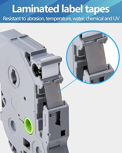 Vista 11 de Weemay Paquete de 6 cintas adhesivas compatibles con Brother TZe-221 TZe221 TZ-221 TZ221 TZ221 laminadas 0.354 in 0.35 pulgadas negro sobre blanco