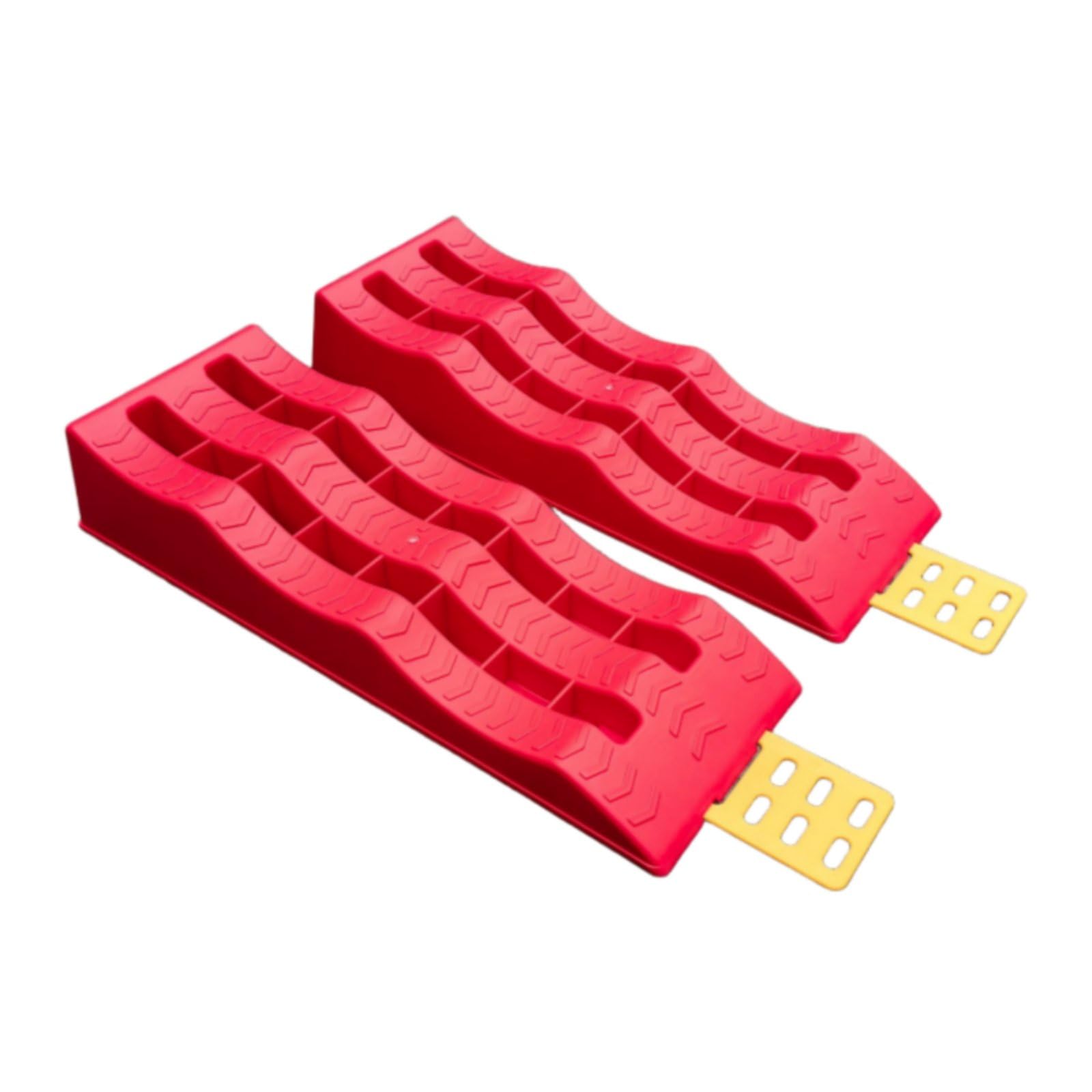 Rampa di Supporto Veicoli Set 2 Pezzi Rampe Livellamento Trazione Struttura Massiccia Plastica Antiscivolo per Pneumatici Adatto per Parcheggio Viaggi Aree Ricreative, Rosso