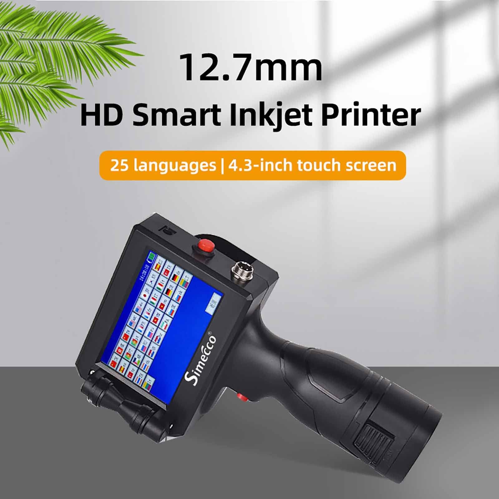 Impresora de inyección de tinta portátil, impresora portátil con pantalla táctil de 4,3 pulgadas, compatible con 25 idiomas, máquina de codificación de inyección de tinta de secado rápido para fecha d