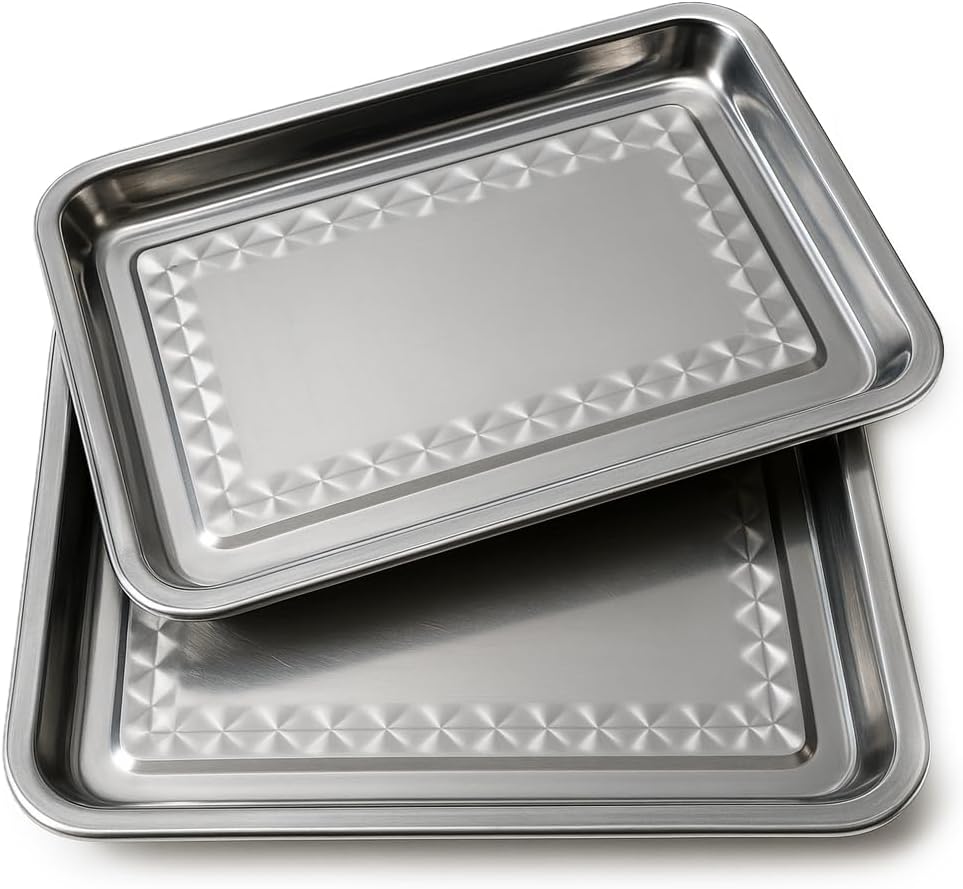 DEL - Stainless Steel Serving Tray - Set 2 - 36 x 27 cm