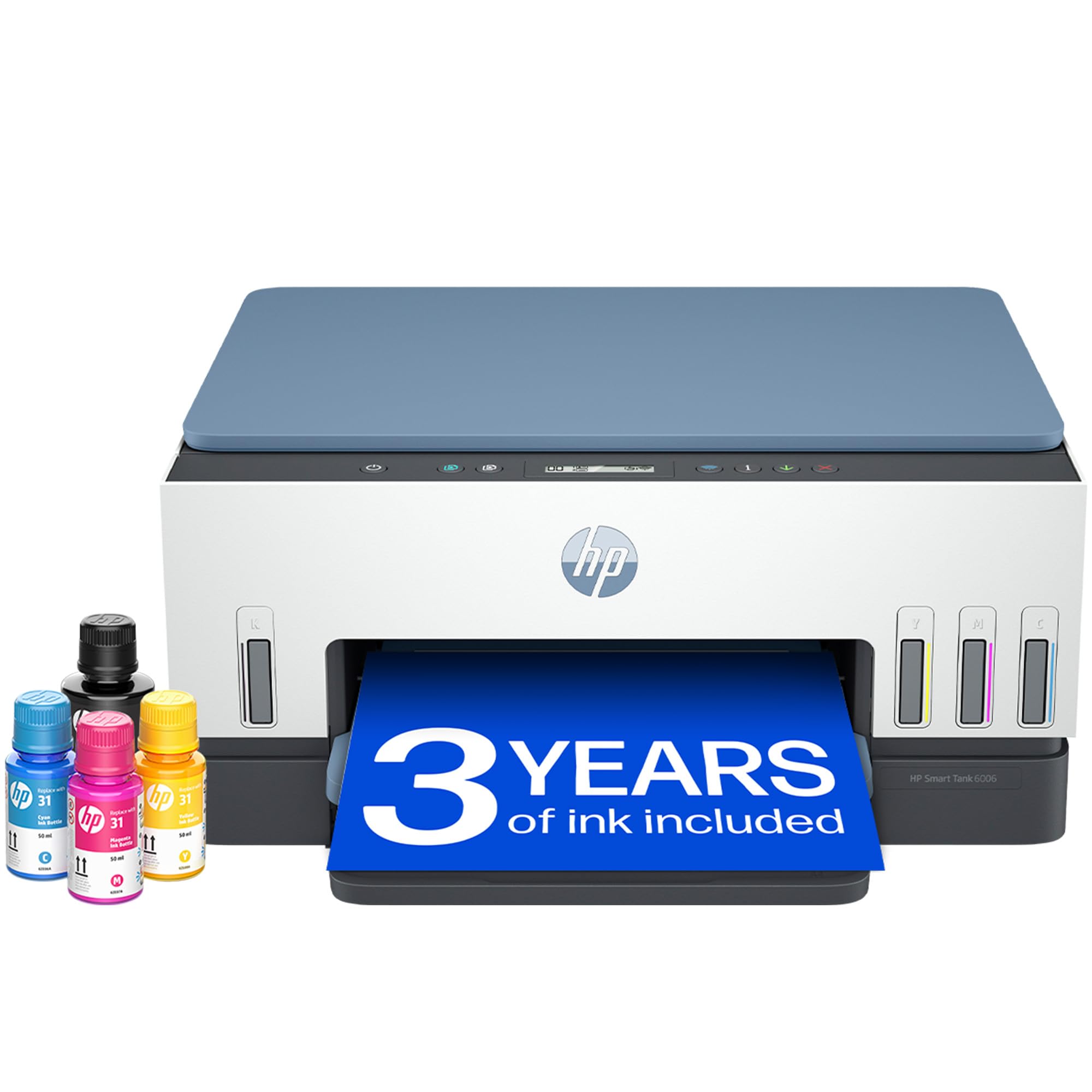 HP Smart Tank 6006 All in One Printer | Perfect for Home | Colour | Wireless | Print, Scan, Copy | Includes up to 3 Years of Ink | Smart Buttons | Low-on-ink sensors