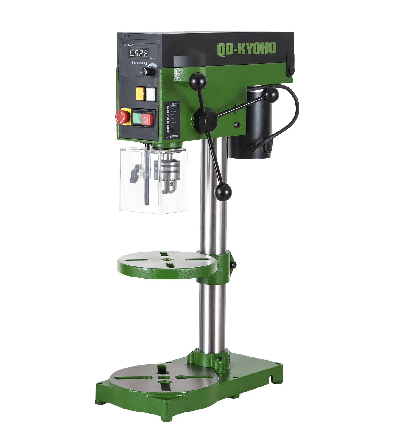 Präzisions-Tischbohrmaschine RB14-VS, 350W DC-Motor, 350–2500 U/min, 1,5–13 mm Bohrfutter, Digitalanzeige, Laser & LED, Tiefenanschlag für Holz Metall Kunststoff, Säulenbohrmaschine